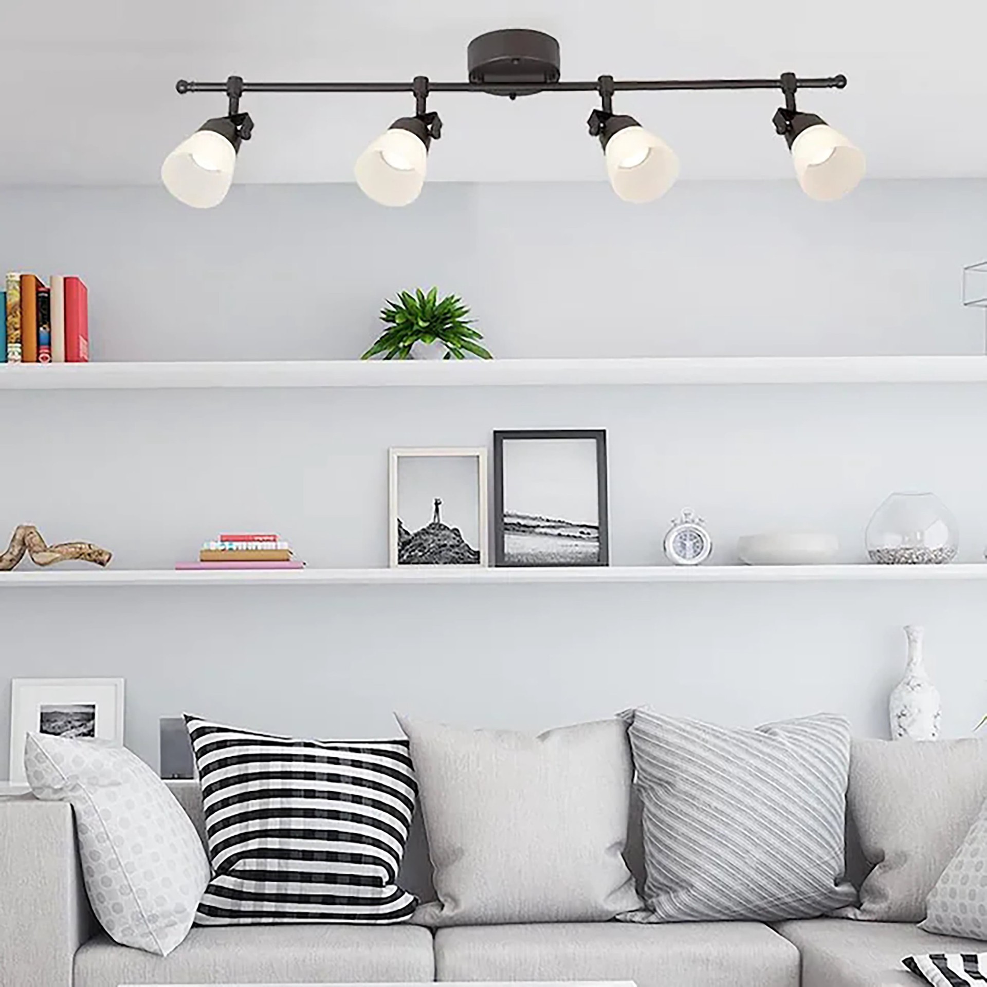 slide 5 of 6, allen + roth 32.99-in 4 -Light Bronze dimmable Integrated Modern/contemporary Track Bar, 1 ct