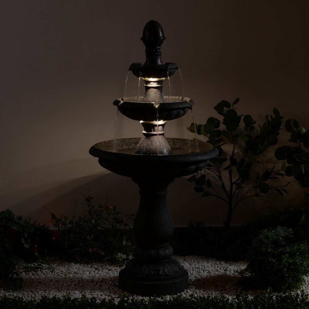 slide 5 of 6, Style Selections 46.3-in H Resin Electric Powered Tiered Outdoor Fountain Pump Included, 1 ct