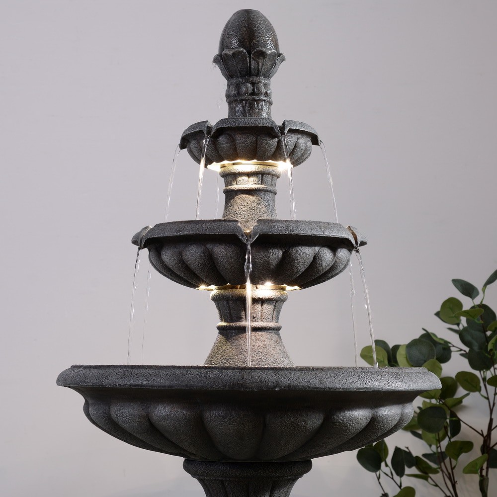 slide 6 of 6, Style Selections 46.3-in H Resin Electric Powered Tiered Outdoor Fountain Pump Included, 1 ct