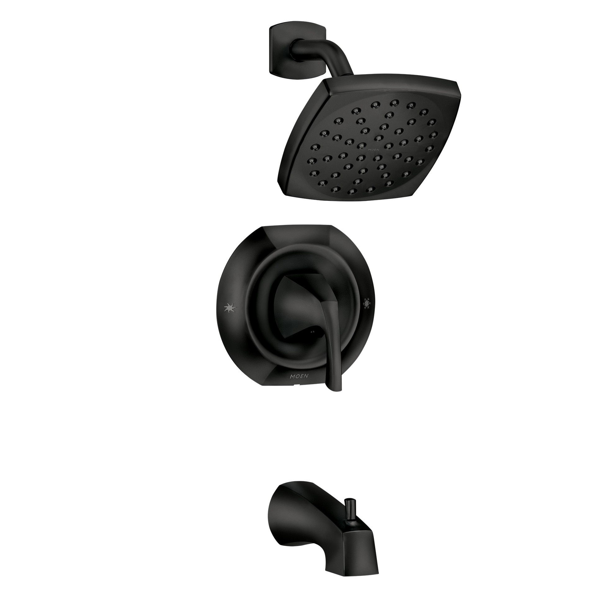 slide 1 of 6, Moen Lindor Matte Black 1-handle 6-in Square Bathtub and shower Faucet (Single Function), 1 ct