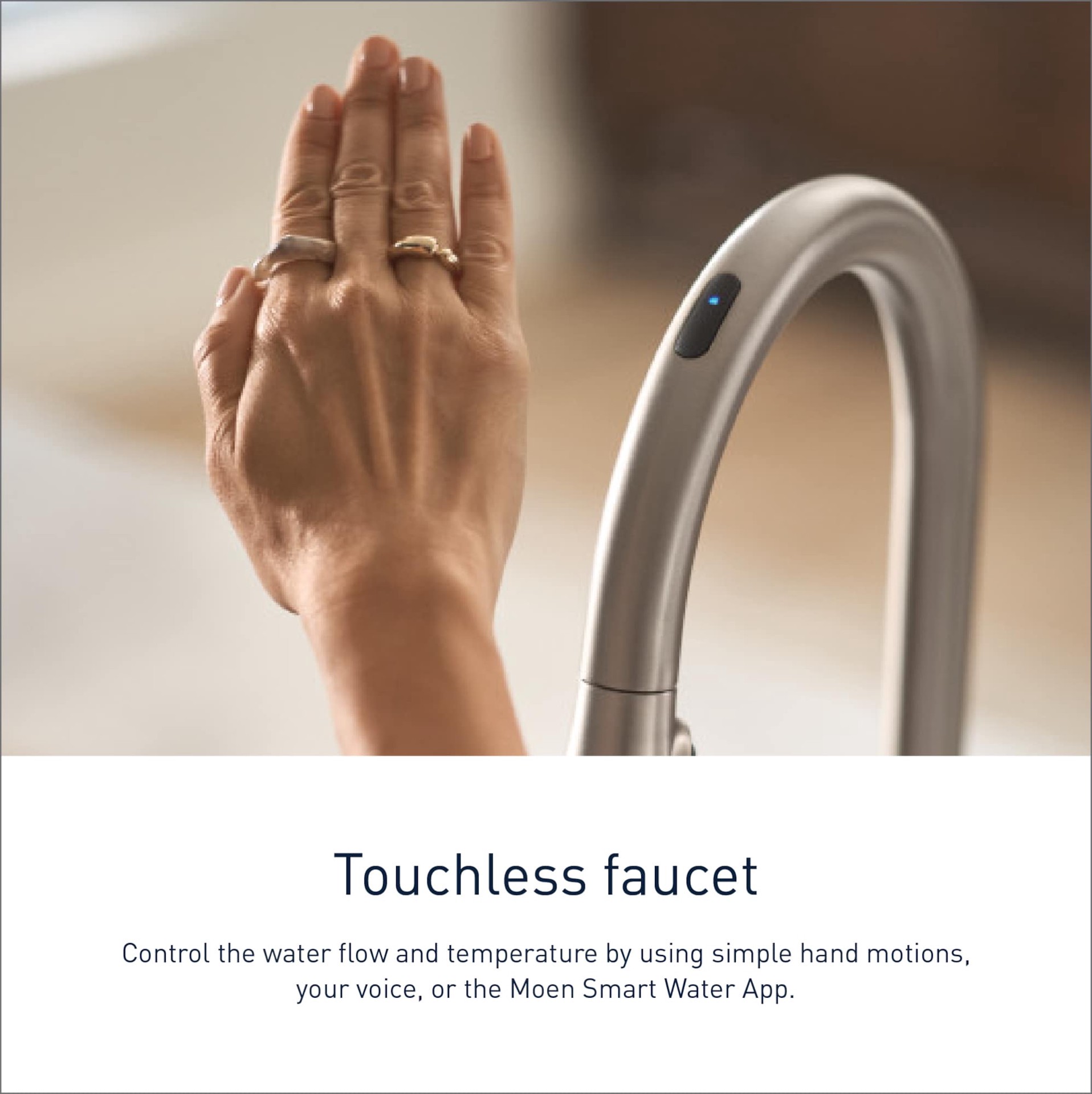slide 3 of 6, Moen Sarai Spot Resist Stainless Single Handle Deck-mount Voice Activated Pull-down Kitchen Faucet, 1 ct