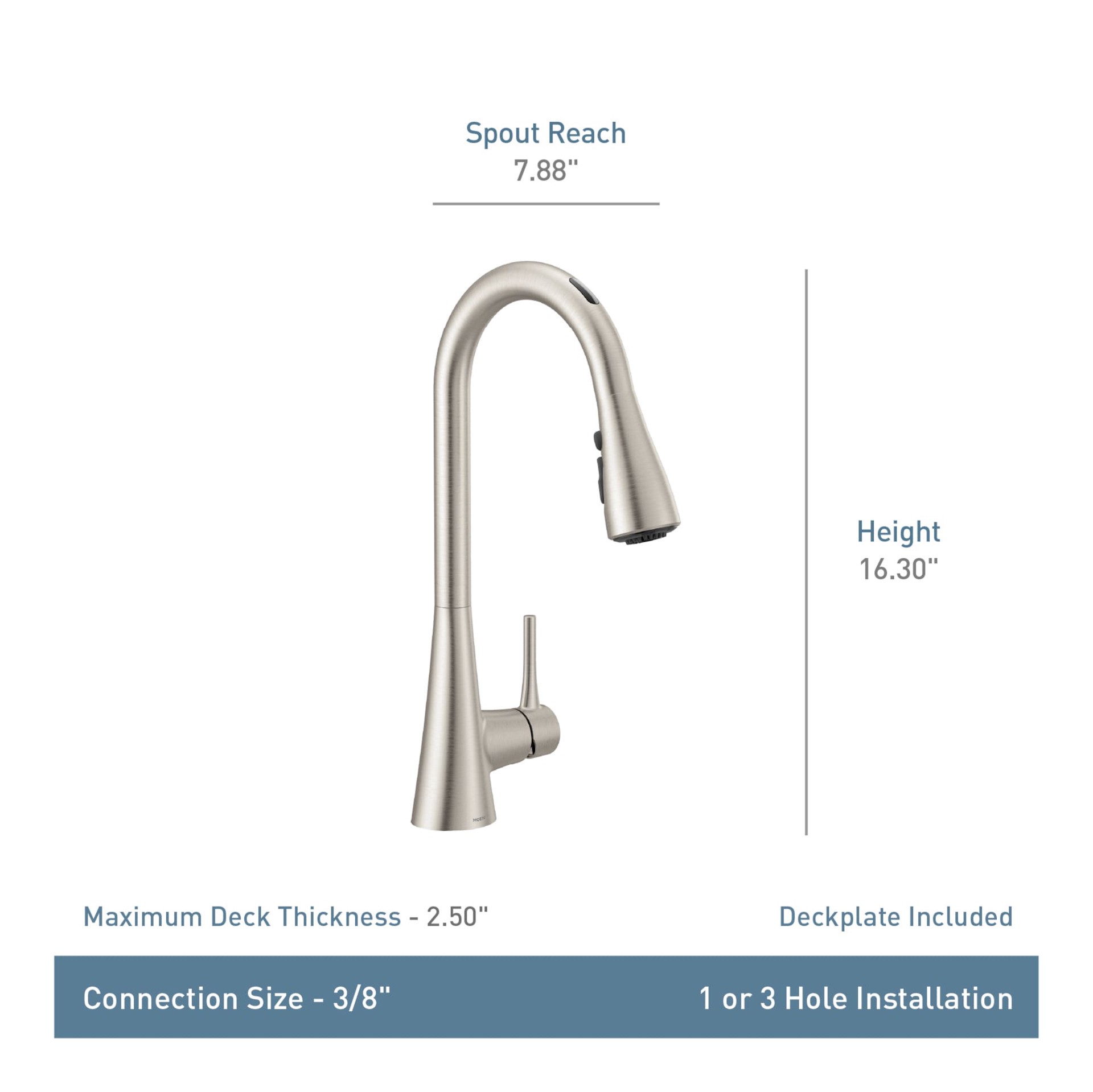 slide 6 of 6, Moen Sarai Spot Resist Stainless Single Handle Deck-mount Voice Activated Pull-down Kitchen Faucet, 1 ct