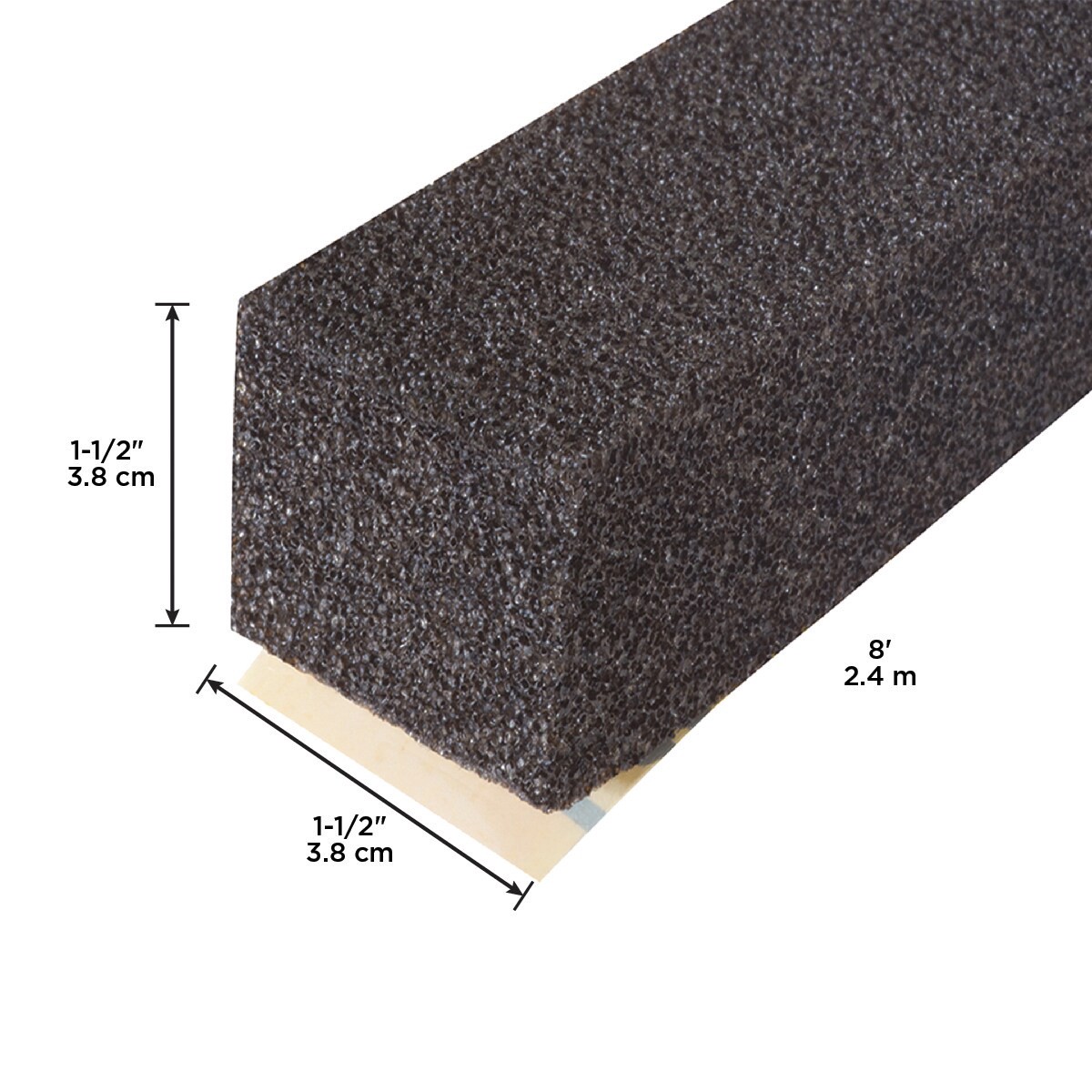 slide 3 of 6, M-D 8-ft x 1-1/2-in x 1-1/2-in Black Foam Window Weatherstrip, 1 ct