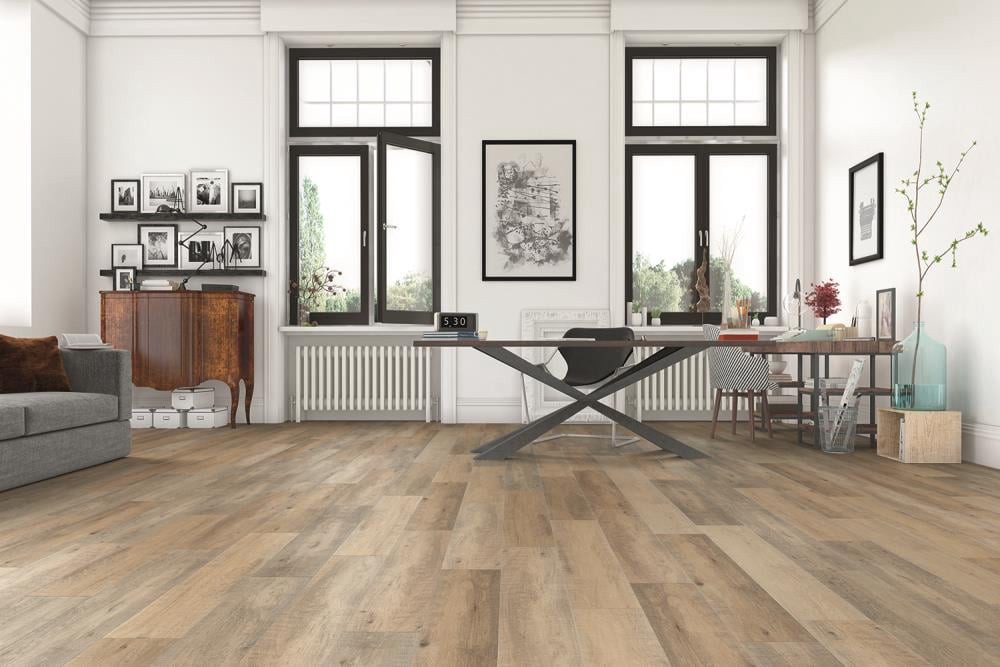 slide 4 of 6, Style Selections Style Selection Urbanite Oak 8-mm T x 8-in W x 50-in L Laminate Wood Flooring ( 23.92-sq ft / Carton ), 1 ct