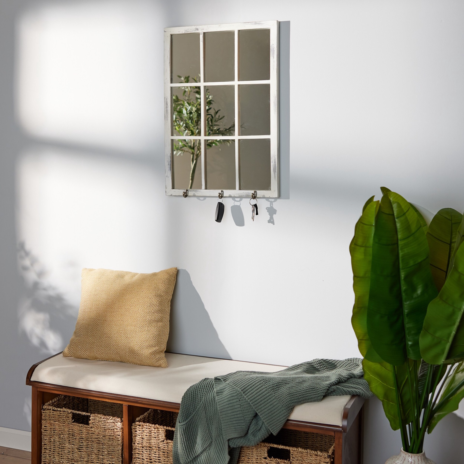 slide 5 of 6, allen + roth 18-in W x 26.0-in H Rectangle White Framed Wall Mirror, 1 ct