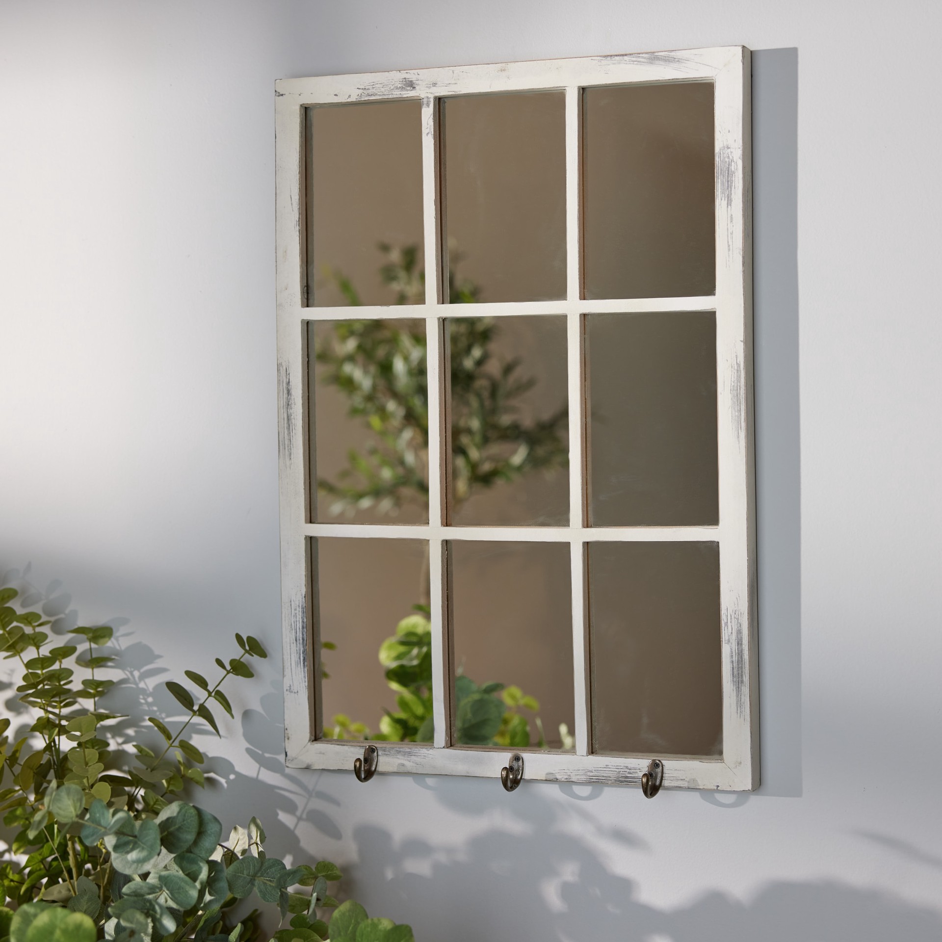 slide 3 of 6, allen + roth 18-in W x 26.0-in H Rectangle White Framed Wall Mirror, 1 ct