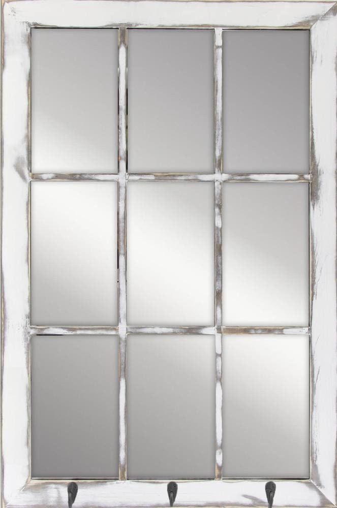 slide 1 of 6, allen + roth 18-in W x 26.0-in H Rectangle White Framed Wall Mirror, 1 ct