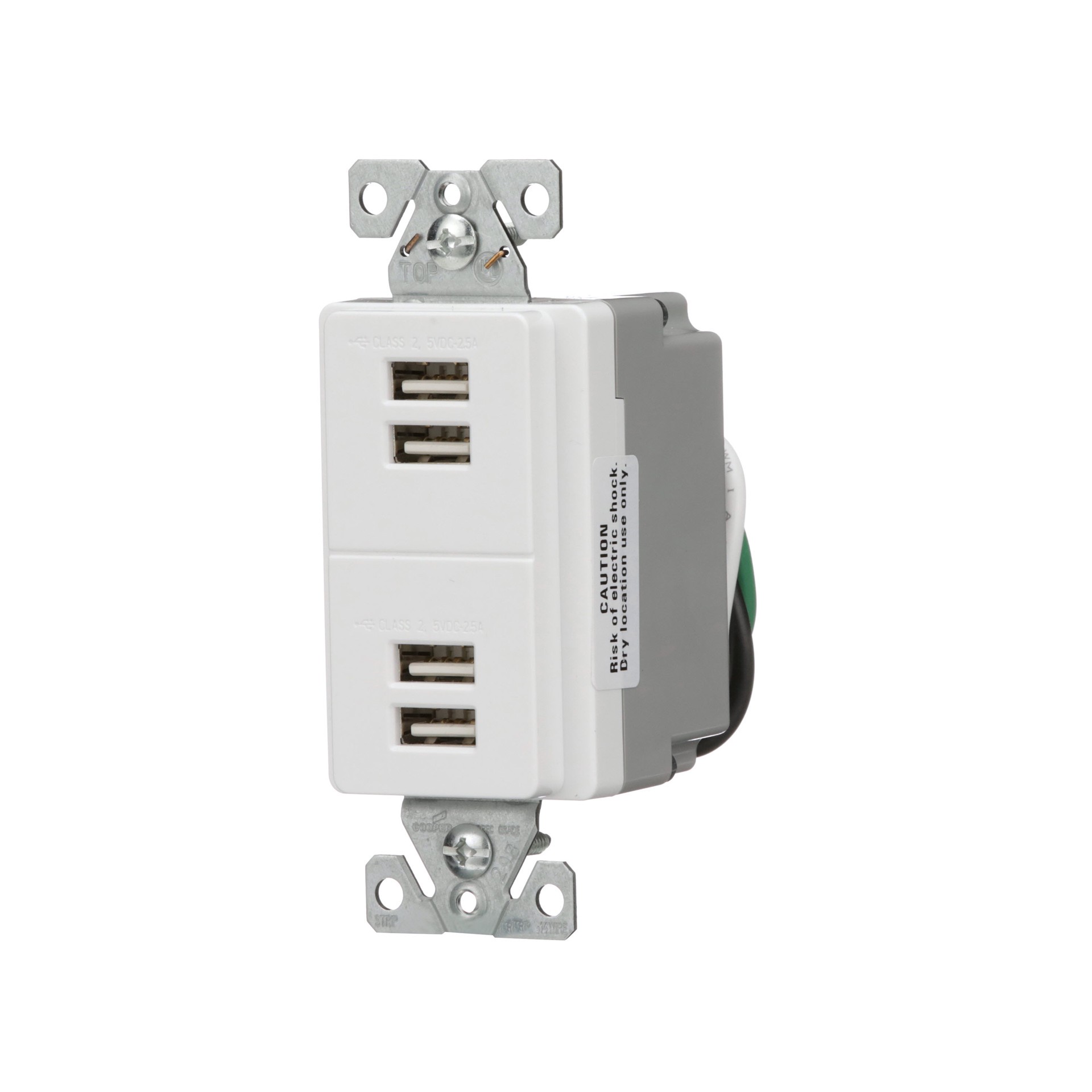 slide 2 of 6, Eaton 5 -Amp 120-volt Residential/Commercial Decorator Full USB Dual Type A , White, 1 ct