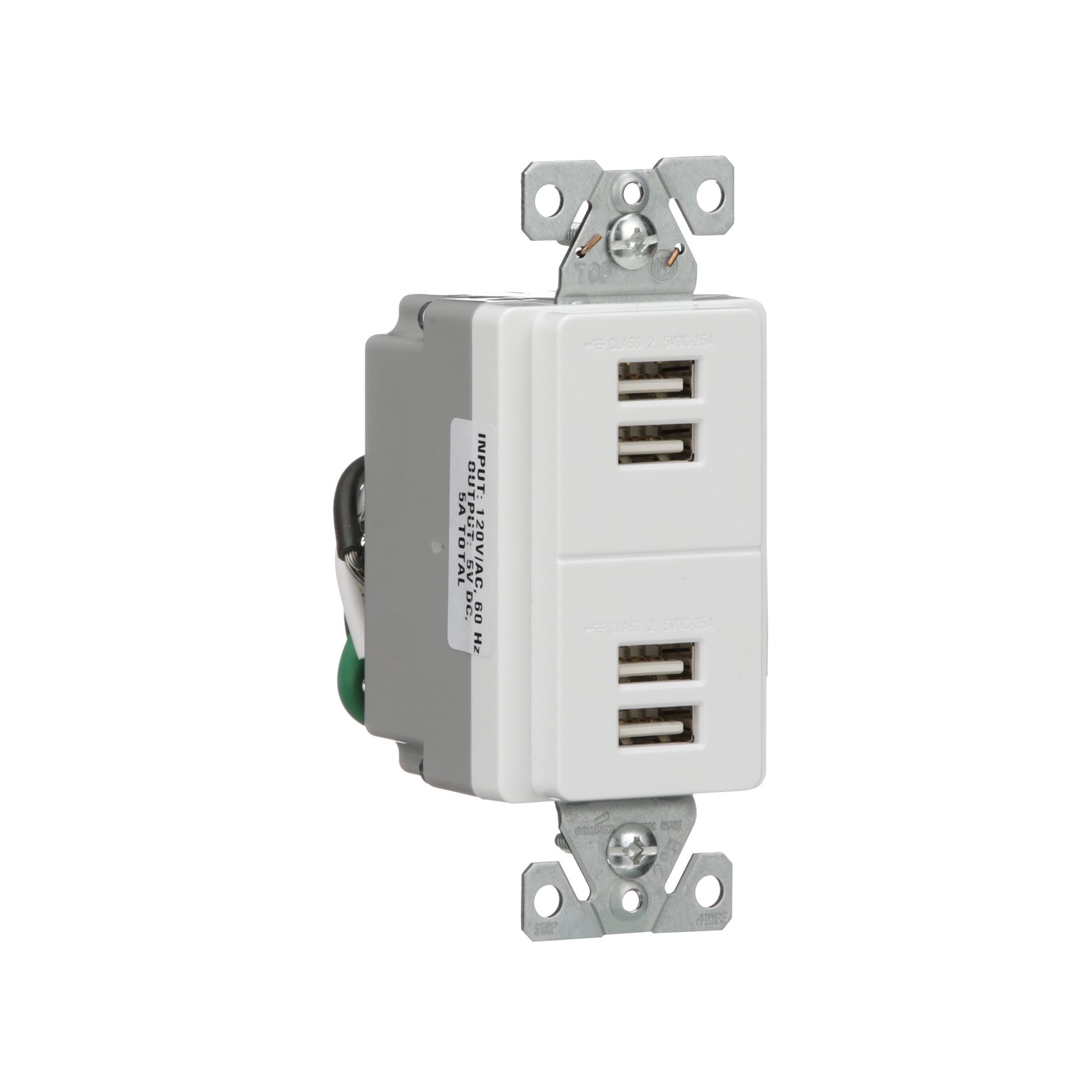 slide 6 of 6, Eaton 5 -Amp 120-volt Residential/Commercial Decorator Full USB Dual Type A , White, 1 ct