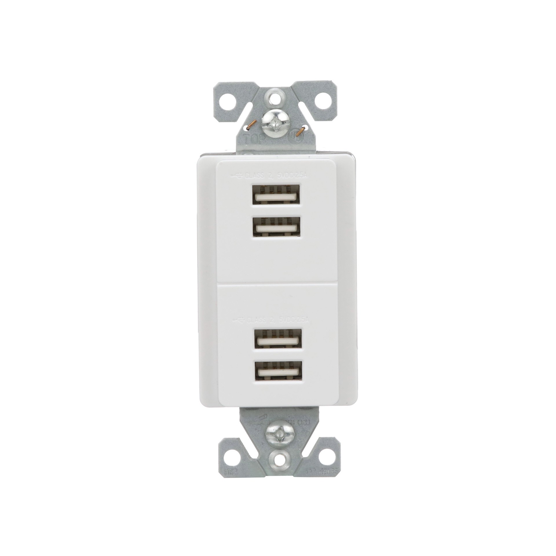 slide 1 of 6, Eaton 5 -Amp 120-volt Residential/Commercial Decorator Full USB Dual Type A , White, 1 ct
