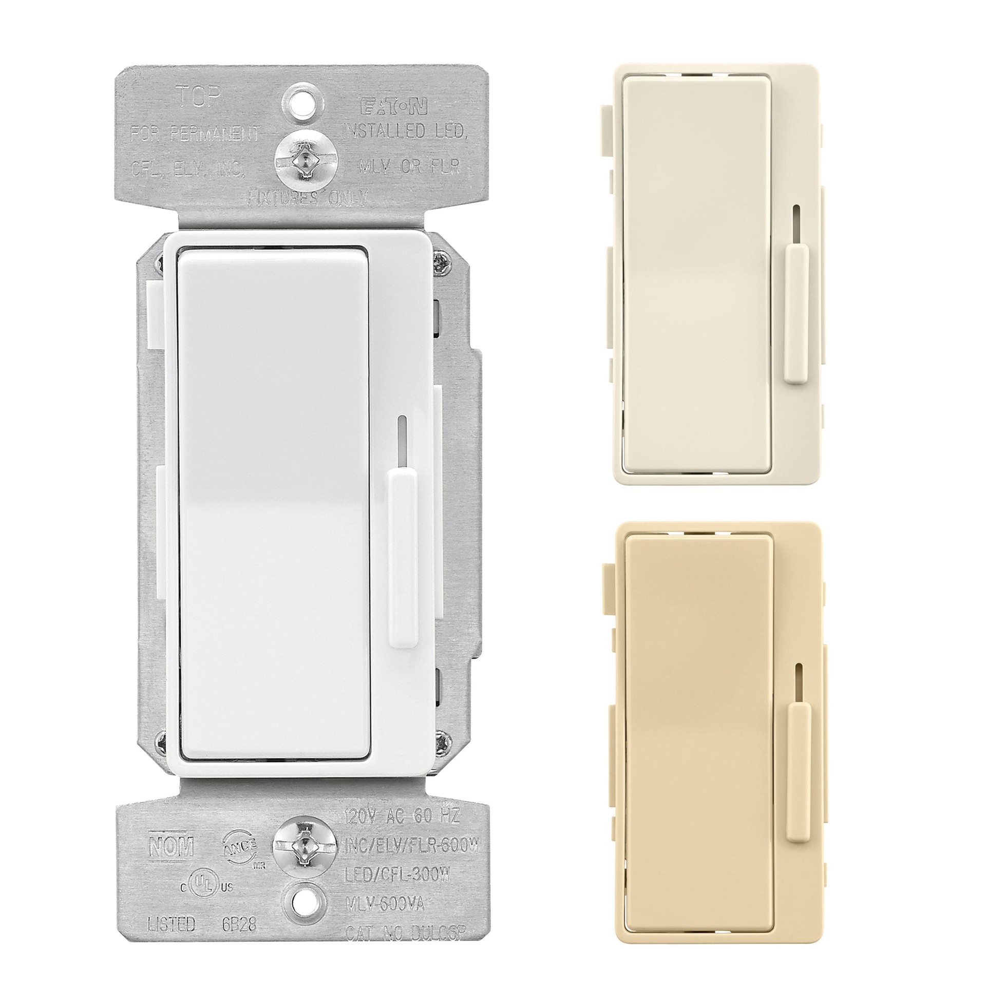 slide 1 of 3, Eaton Universal Single-pole/3-way LED Decorator Light dimmer White/Light Almond/Ivory, 1 ct