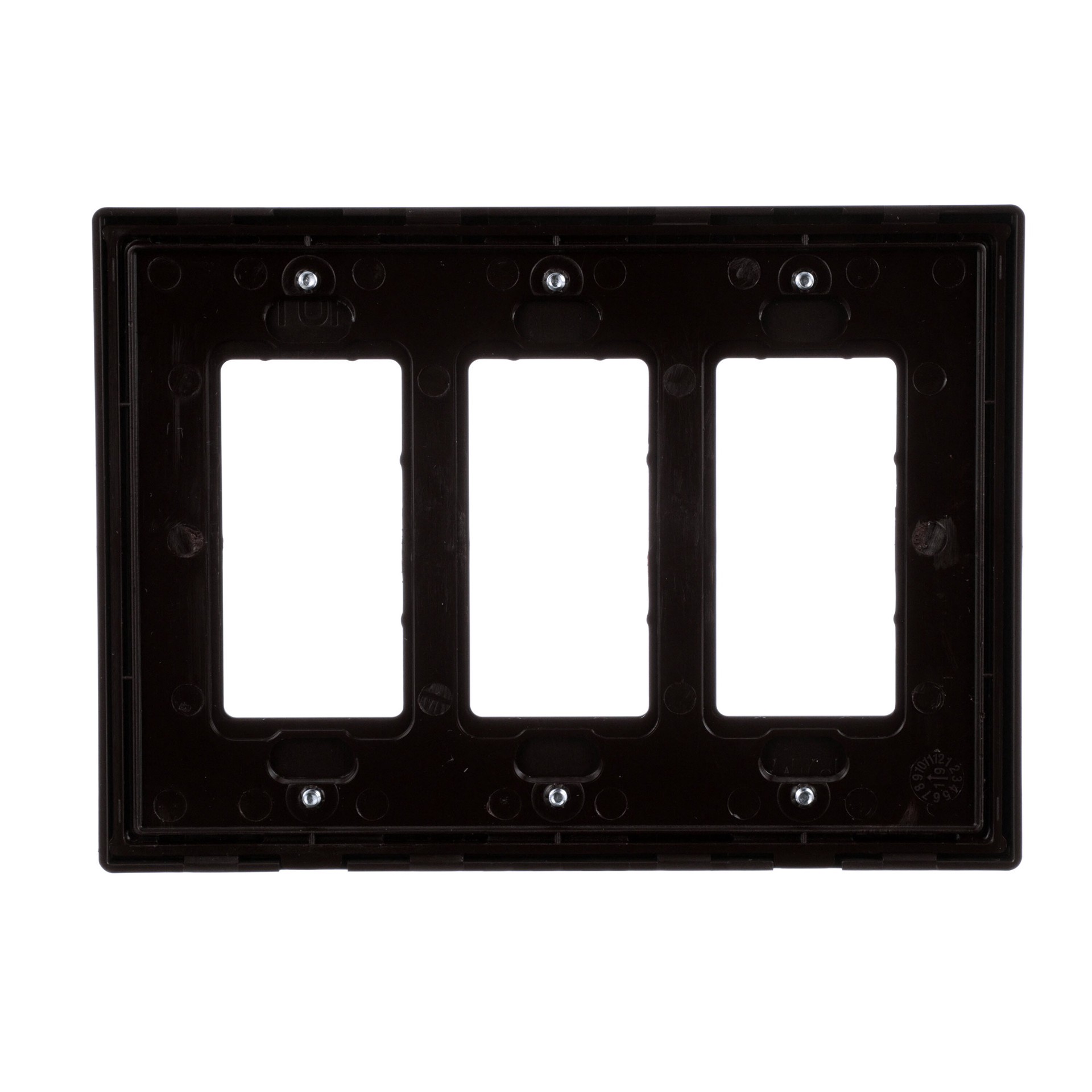 slide 4 of 6, Eaton 3 -Gang Midsize Size Oil-Rubbed Bronze Polycarbonate Indoor Screwless Decorator Wall Plate, 1 ct