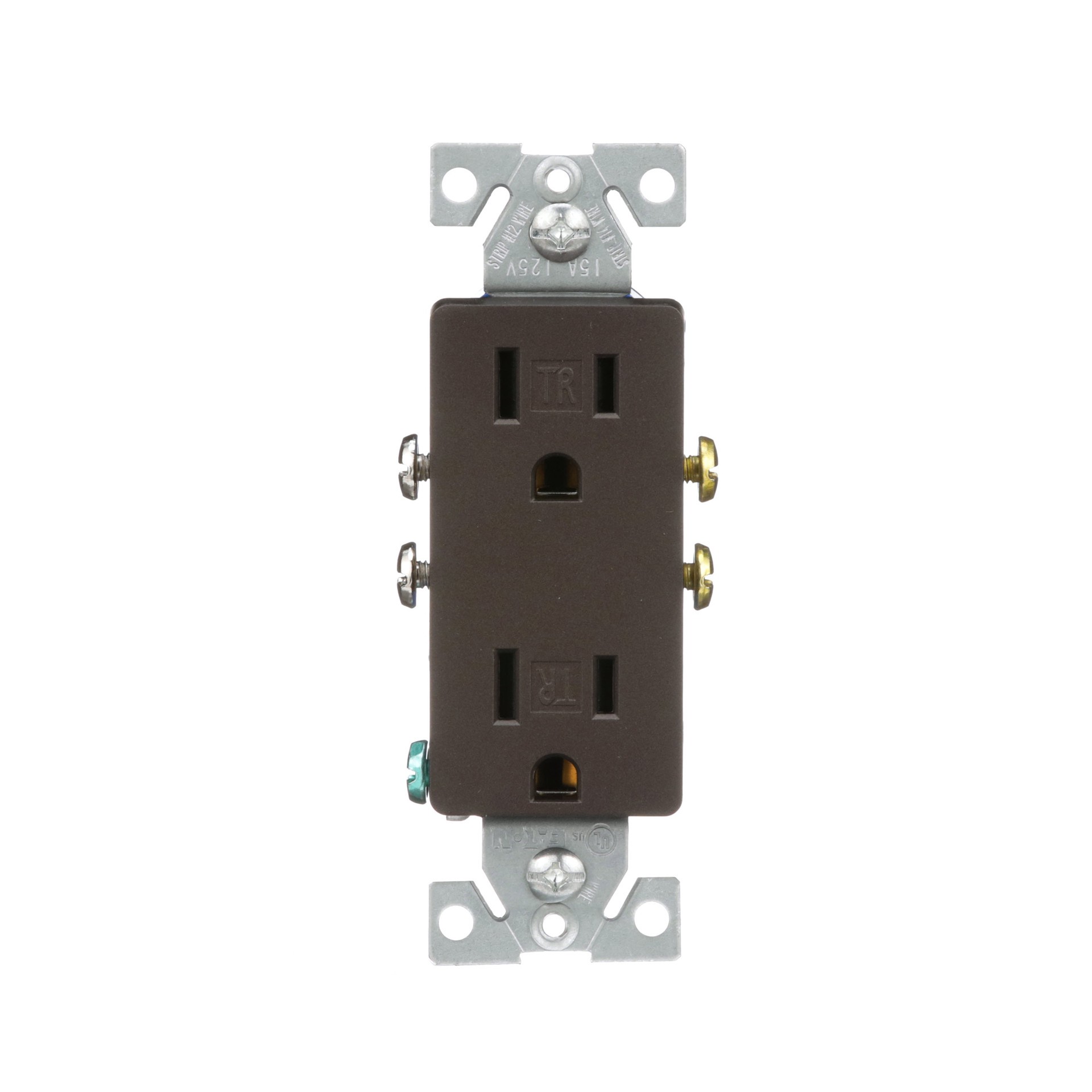 slide 1 of 6, Eaton 15 -Amp 125-volt Tamper Resistant Residential/Commercial Decorator Outlet , Oil-rubbed bronze, 1 ct