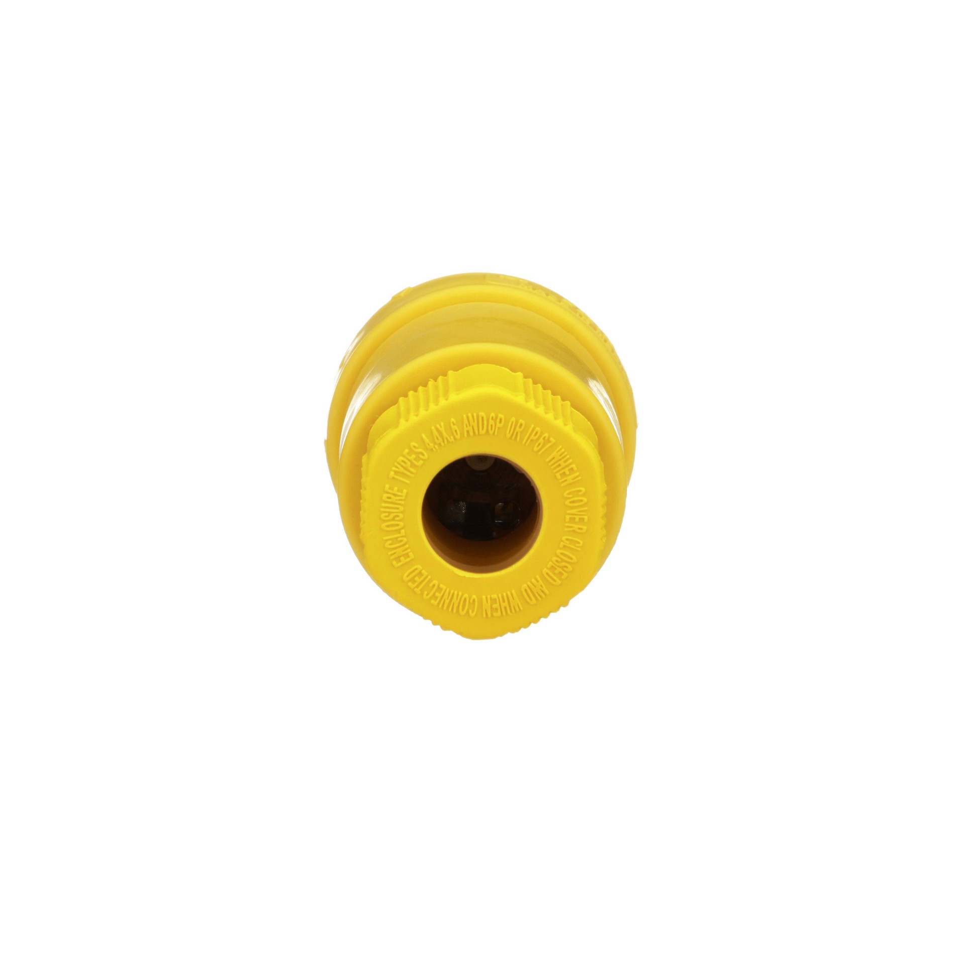 slide 4 of 6, Eaton Arrow Hart 15-Amp 125-Volt NEMA 5-15 Watertight 3-wire Grounding Industrial Straight Connector, Yellow, 1 ct