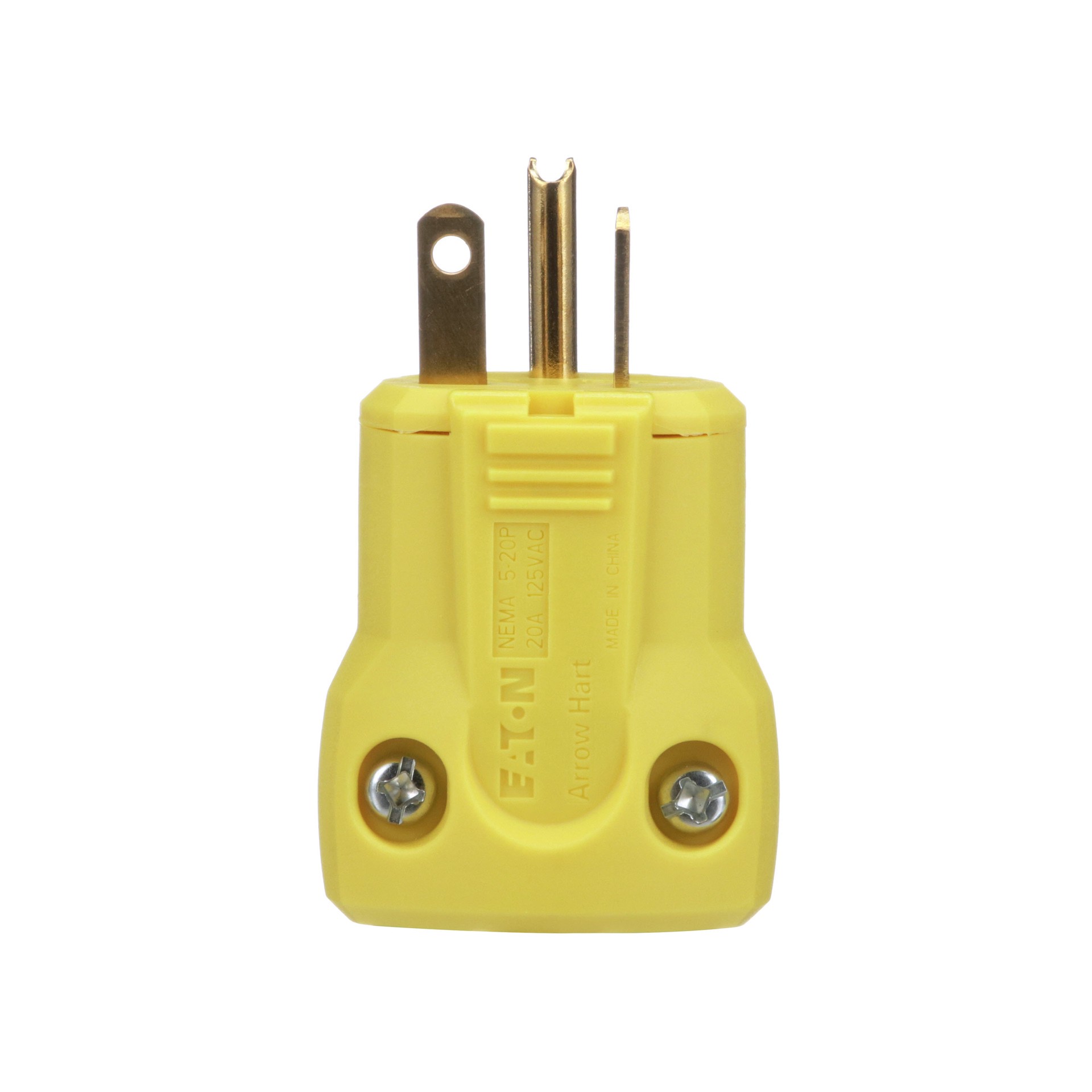 slide 1 of 6, Eaton Arrow Hart Arrow Hart 20-Amp 125 -Volt NEMA 5-20 3-wire grounding Heavy-duty Straight Plug , Yellow, 1 ct