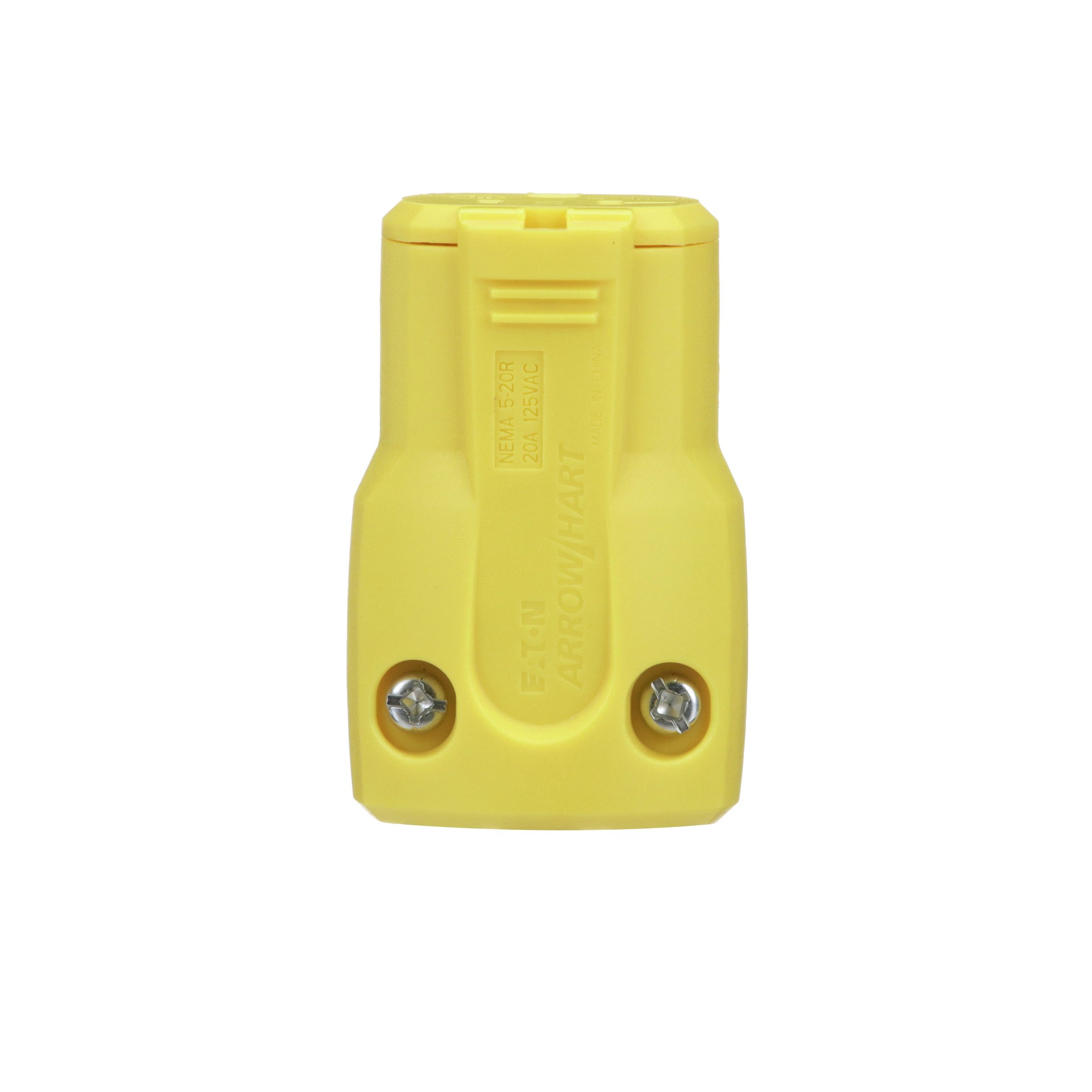slide 1 of 6, Eaton Arrow Hart Arrow Hart 20-Amp 125 -Volt NEMA 5-20 3-wire grounding Heavy-duty Straight Connector , Yellow, 1 ct