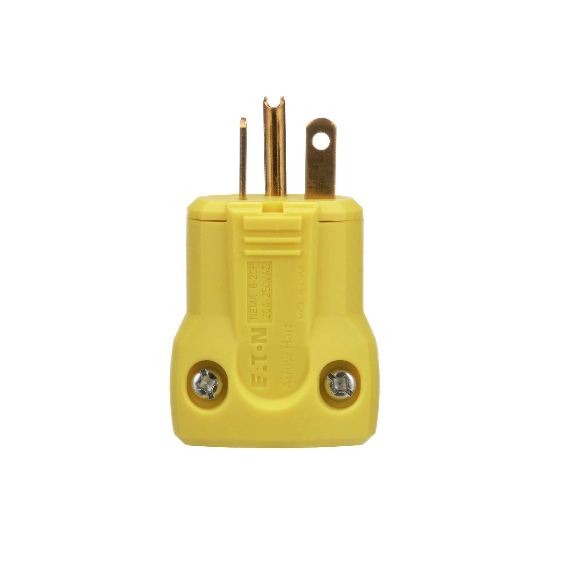 slide 1 of 6, Eaton Arrow Hart Arrow Hart 20-Amp 250 -Volt NEMA 6-20 3-wire grounding Heavy-duty Straight Plug , Yellow, 1 ct
