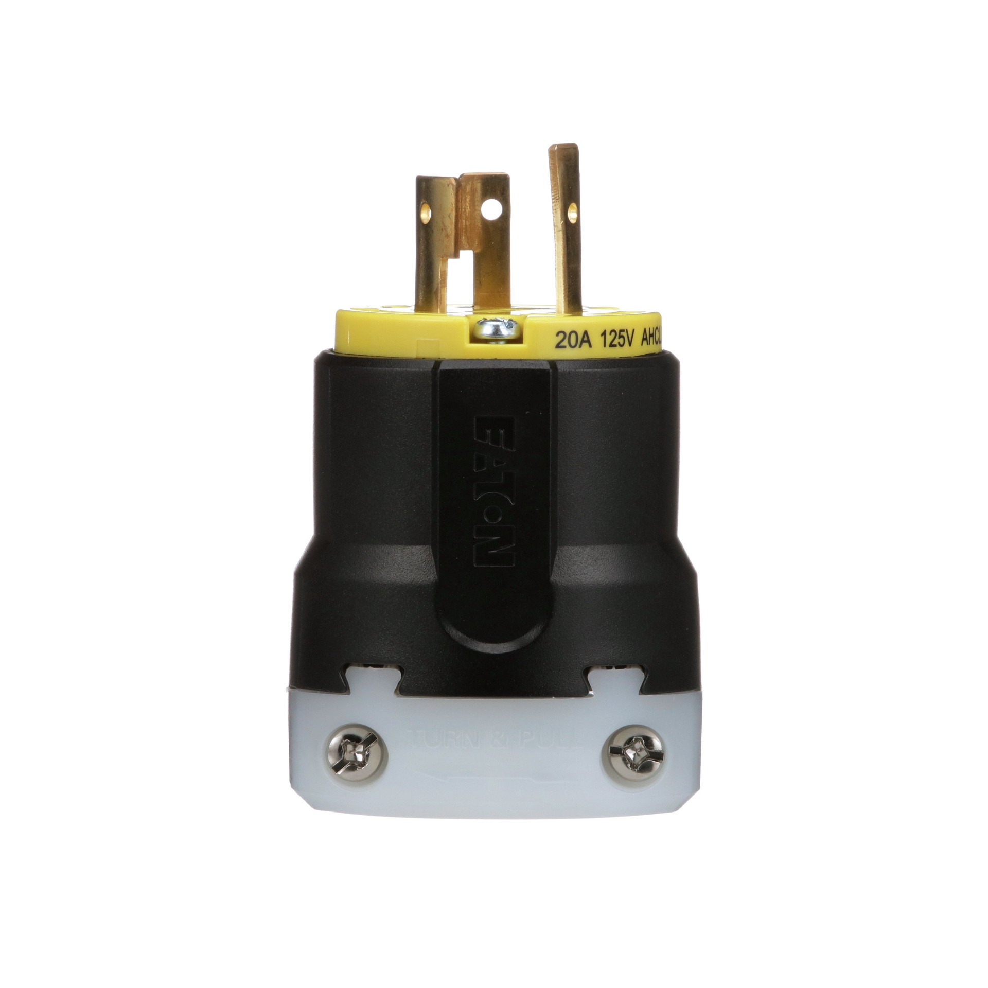 slide 6 of 6, Eaton Arrow Hart Arrow Hart 20-Amp 125 -Volt NEMA L5-20P 3-wire grounding Industrial Locking Plug , Yellow, 1 ct