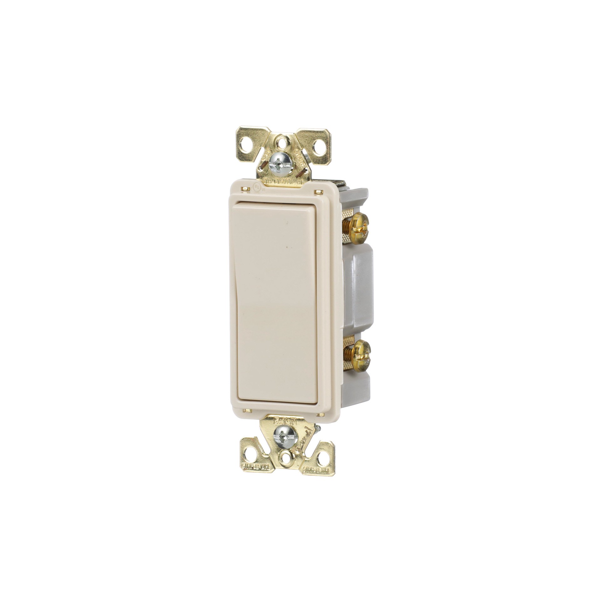 slide 2 of 6, Eaton 20-amp Single-pole Rocker Light Switch , Light almond, 1 ct