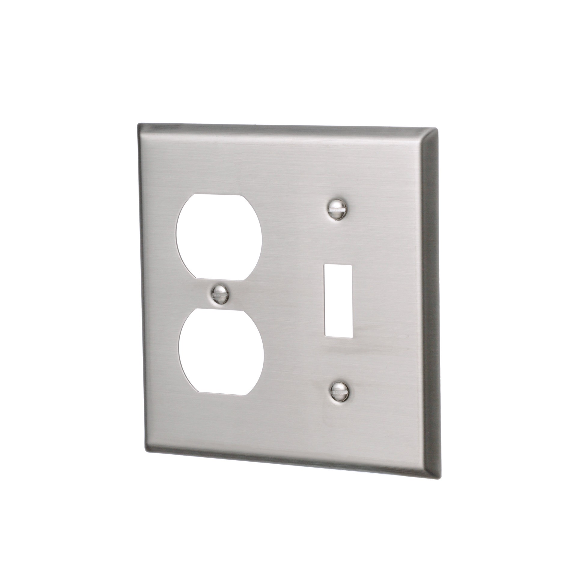 slide 2 of 6, Eaton 2 -Gang Standard Size Stainless steel Stainless steel Indoor Toggle/Duplex Wall Plate, 1 ct