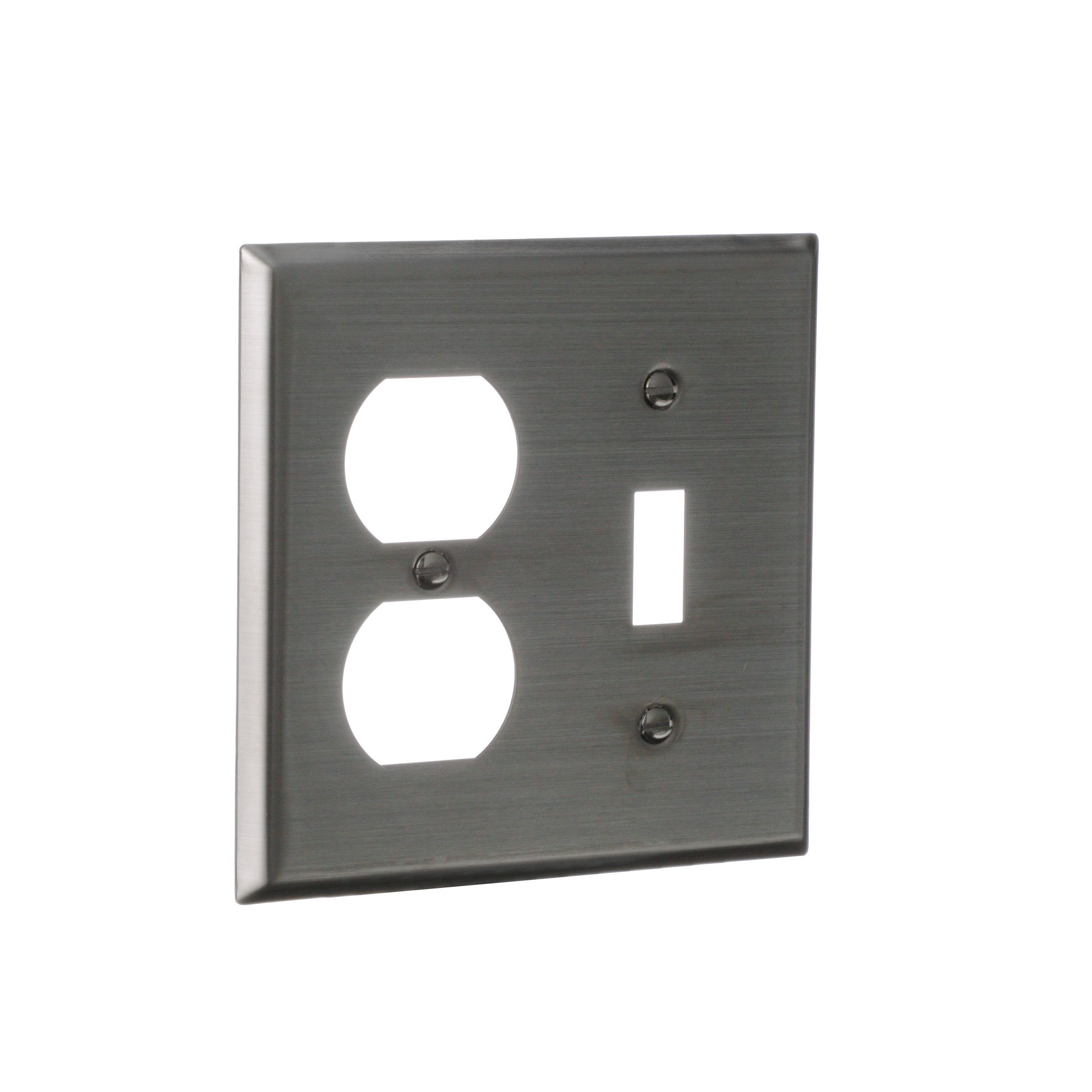 slide 6 of 6, Eaton 2 -Gang Standard Size Stainless steel Stainless steel Indoor Toggle/Duplex Wall Plate, 1 ct