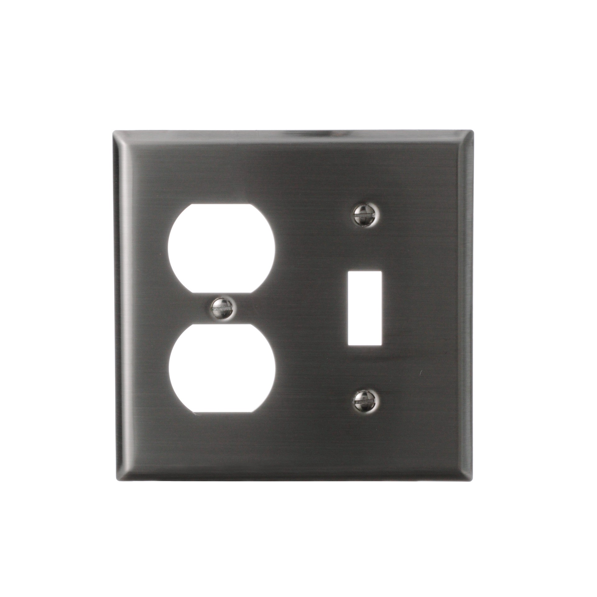 slide 1 of 6, Eaton 2 -Gang Standard Size Stainless steel Stainless steel Indoor Toggle/Duplex Wall Plate, 1 ct