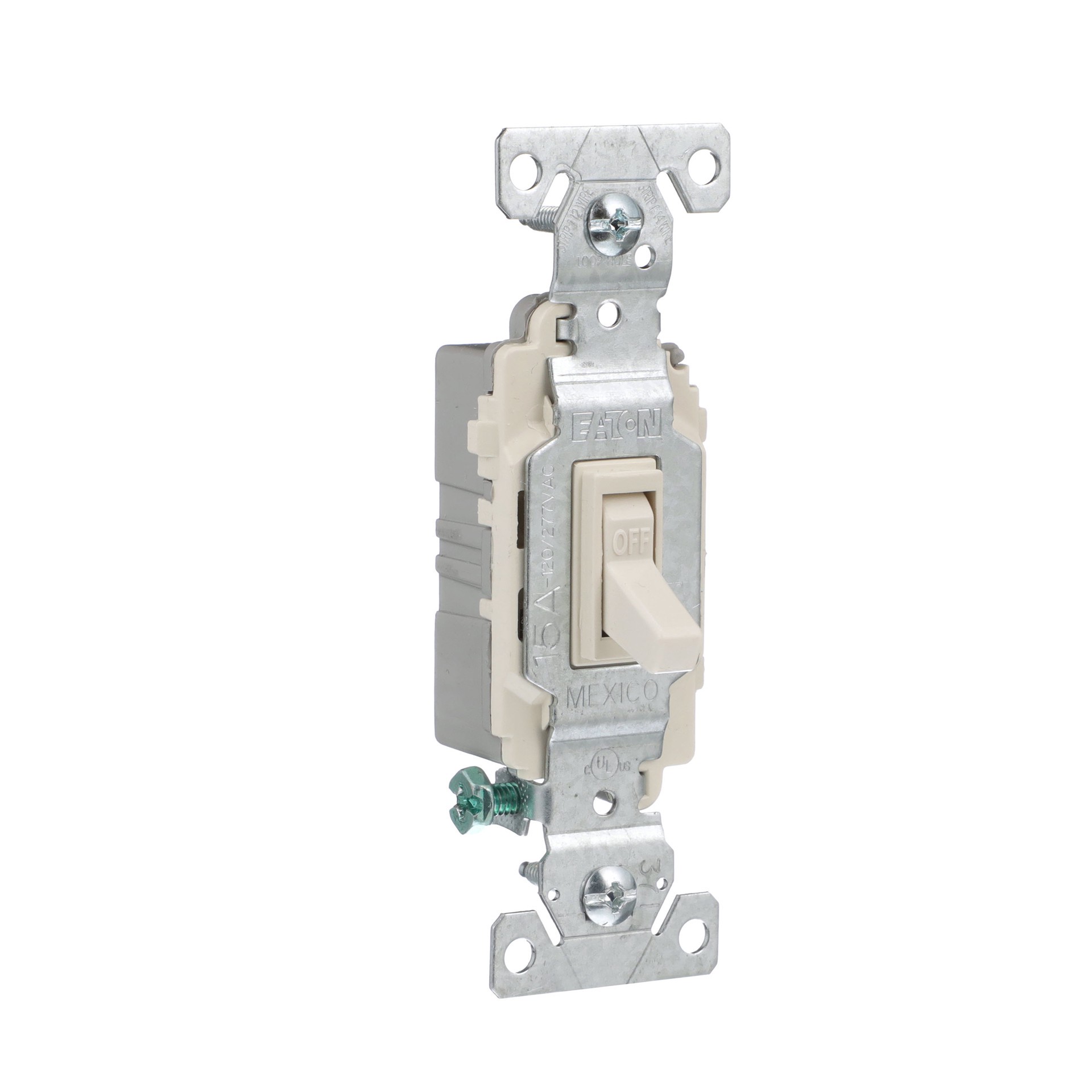 slide 6 of 6, Eaton 15-amp Single-pole Toggle Light Switch , Light almond, 1 ct