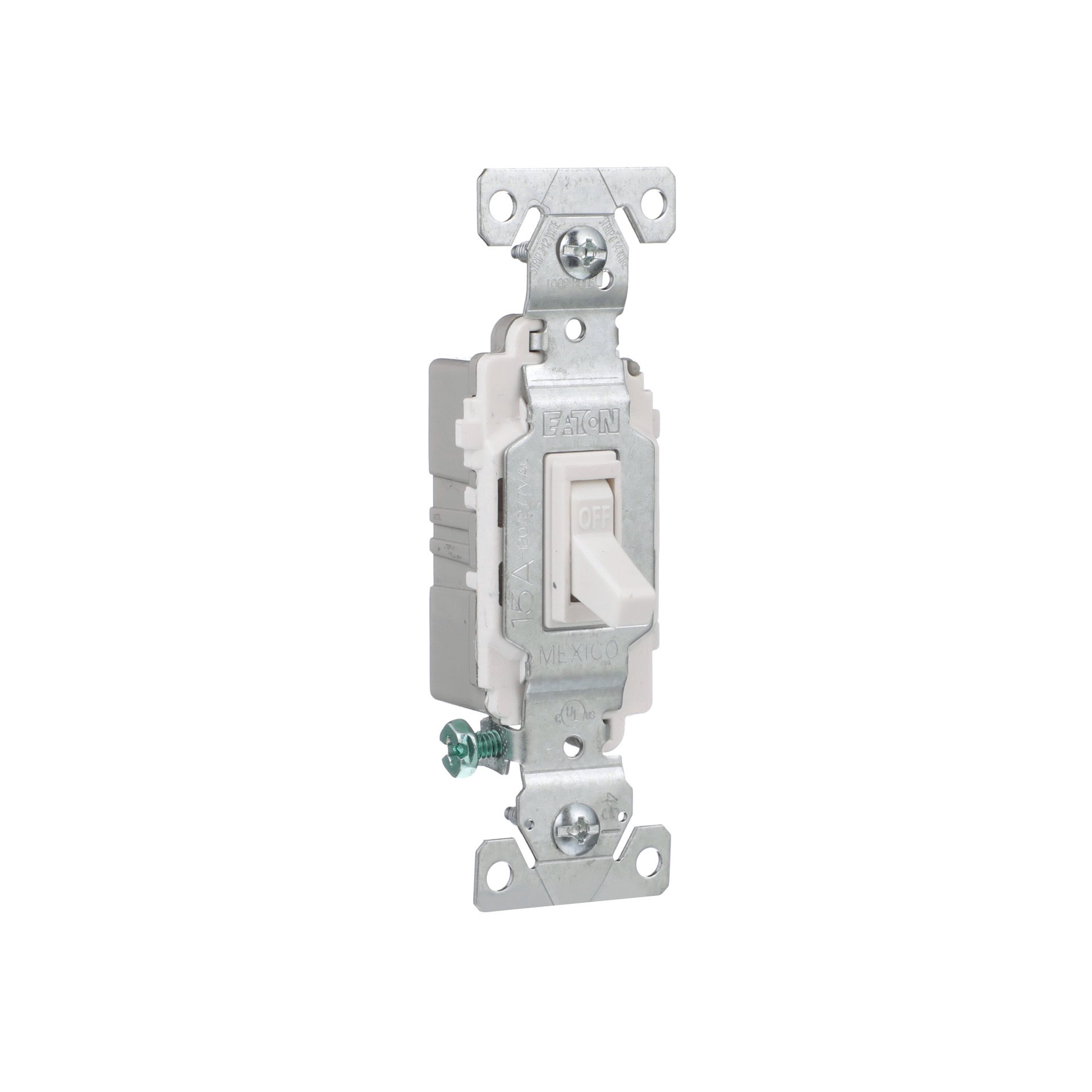 slide 6 of 6, Eaton 15-amp Single-pole Toggle Light Switch , White, 1 ct