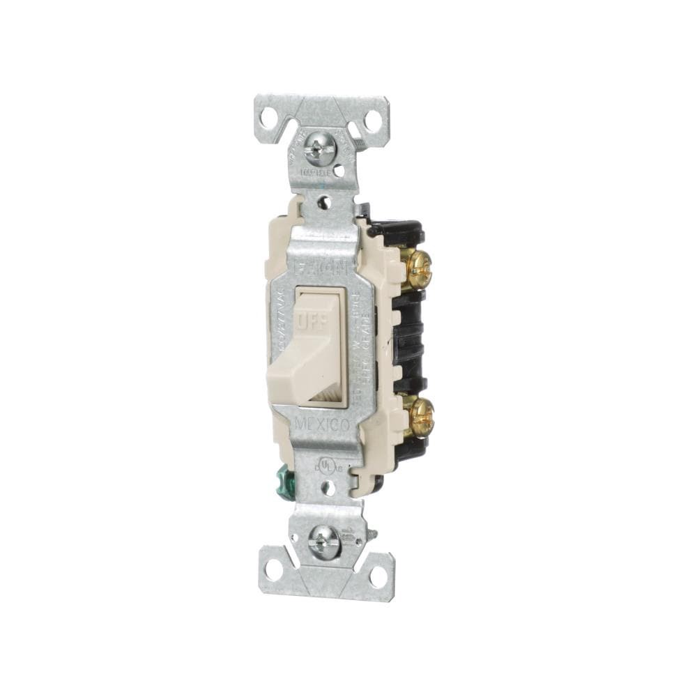 slide 2 of 6, Eaton 20-amp Single-pole Toggle Light Switch , Light almond, 1 ct