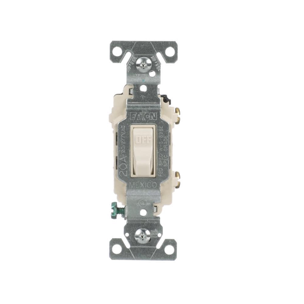 slide 1 of 6, Eaton 20-amp Single-pole Toggle Light Switch , Light almond, 1 ct