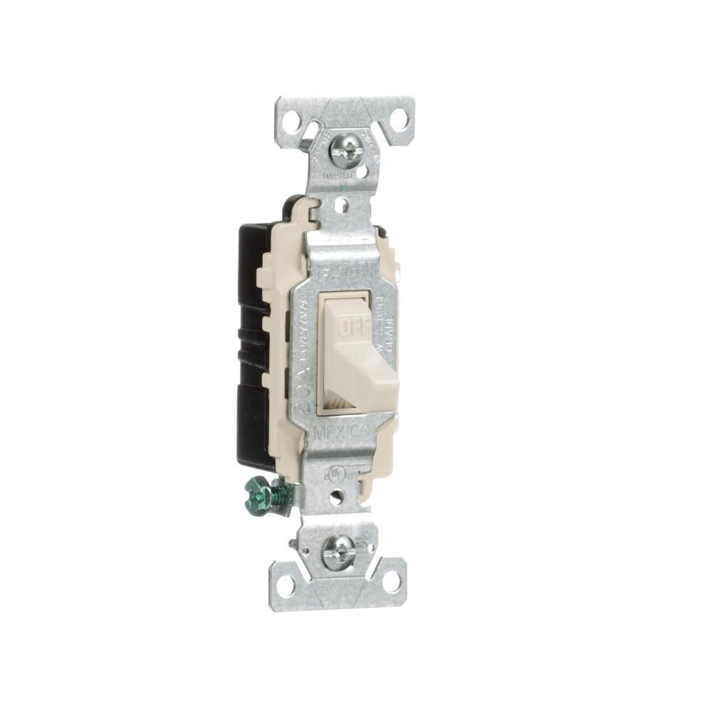 slide 6 of 6, Eaton 20-amp Single-pole Toggle Light Switch , Light almond, 1 ct
