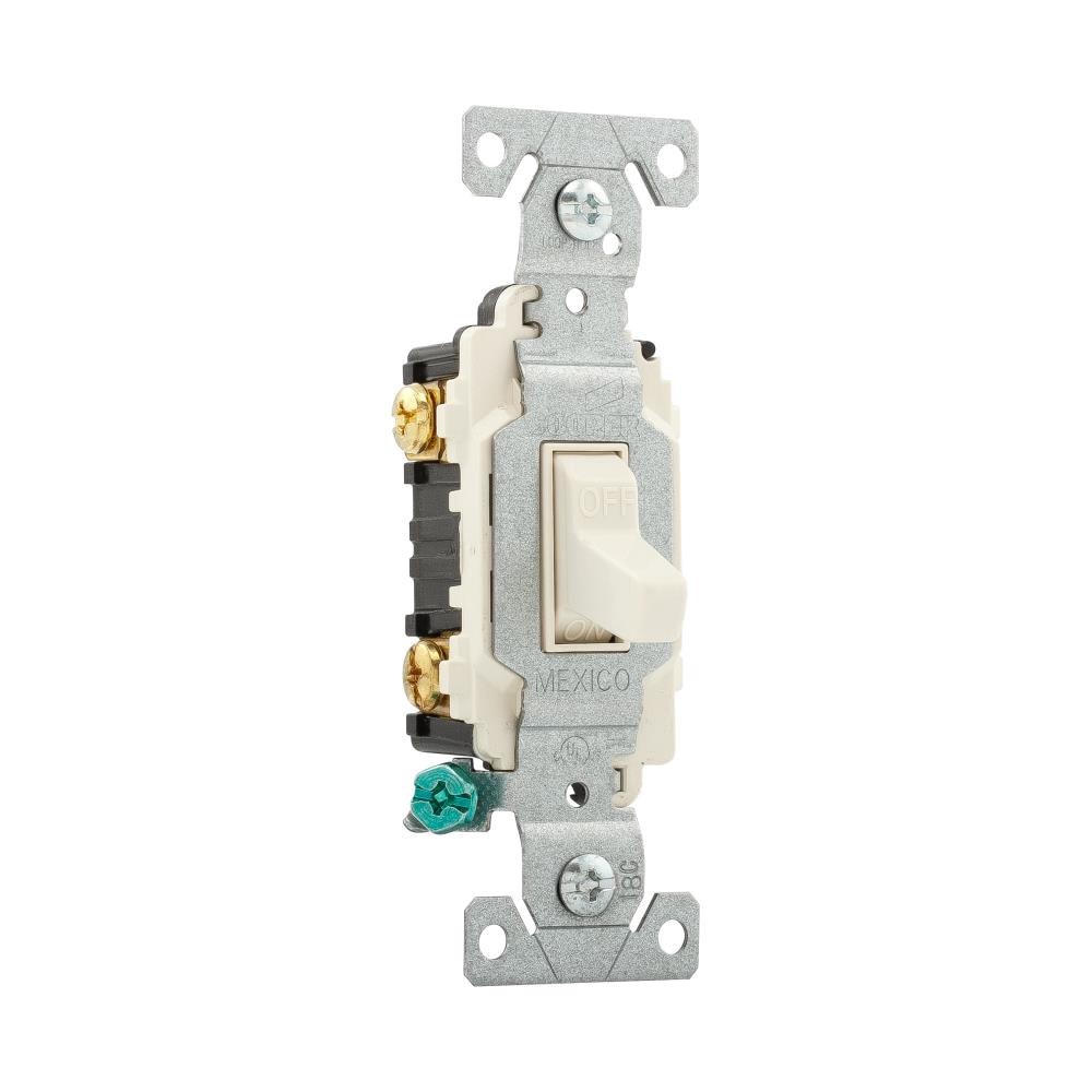 slide 1 of 3, Eaton 20-amp Double pole Toggle Light Switch , Light almond, 1 ct