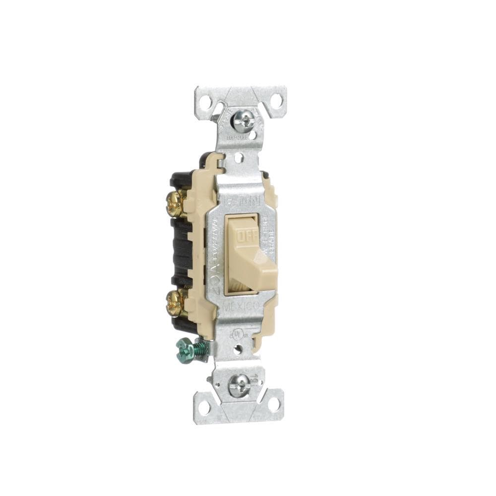 slide 6 of 6, Eaton 20-amp Double pole Toggle Light Switch , Ivory, 1 ct