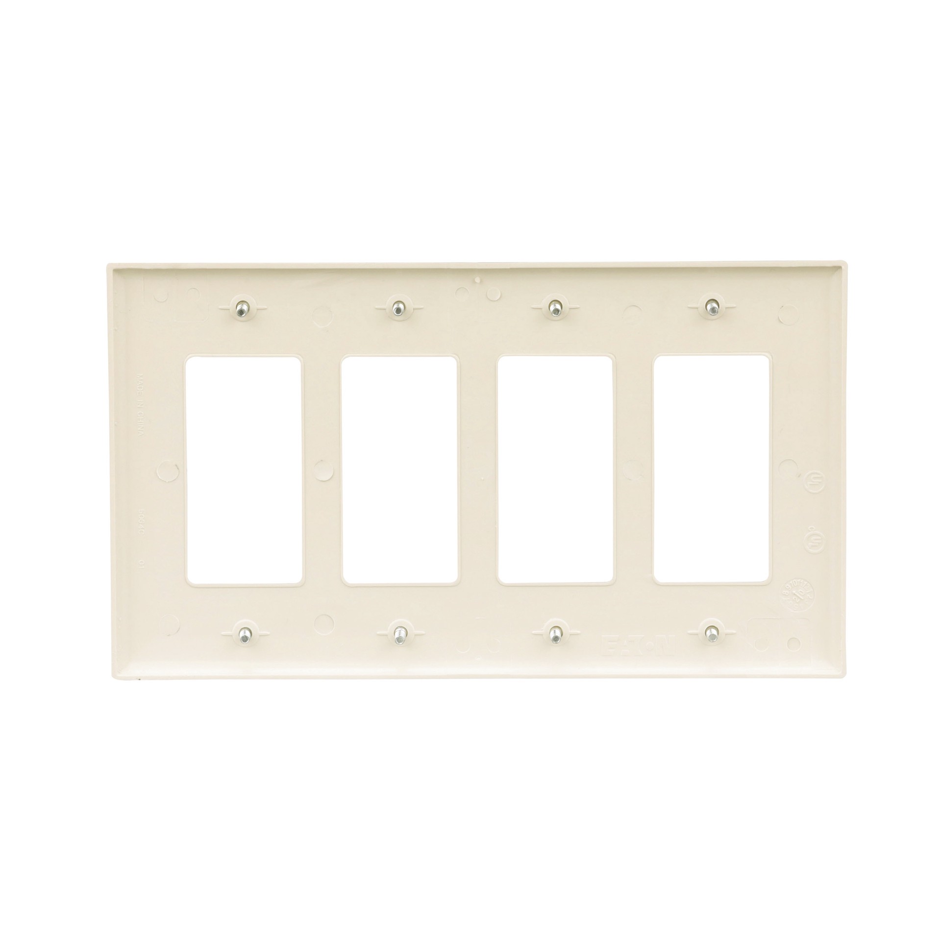 slide 4 of 6, Eaton 4 -Gang Midsize Size Light almond Polycarbonate Indoor Decorator Wall Plate, 1 ct
