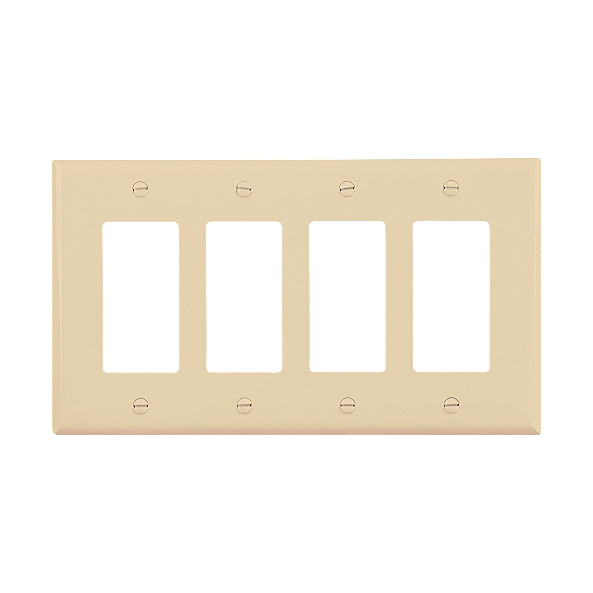 slide 1 of 1, Eaton 4 -Gang Midsize Size Ivory Polycarbonate Indoor Decorator Wall Plate, 1 ct