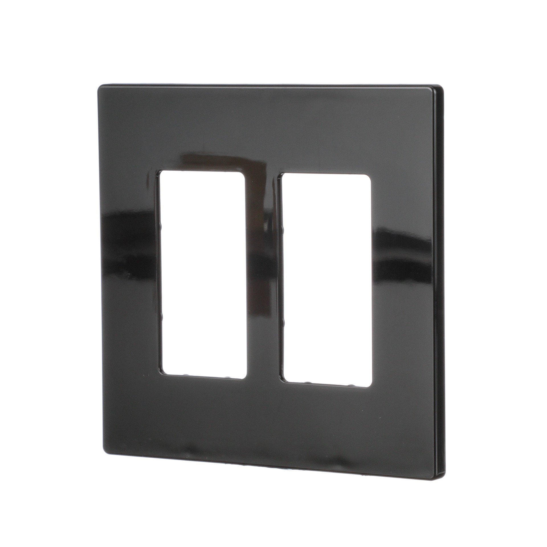 slide 3 of 6, Eaton 2 -Gang Midsize Size Black Polycarbonate Indoor Screwless Decorator Wall Plate, 1 ct