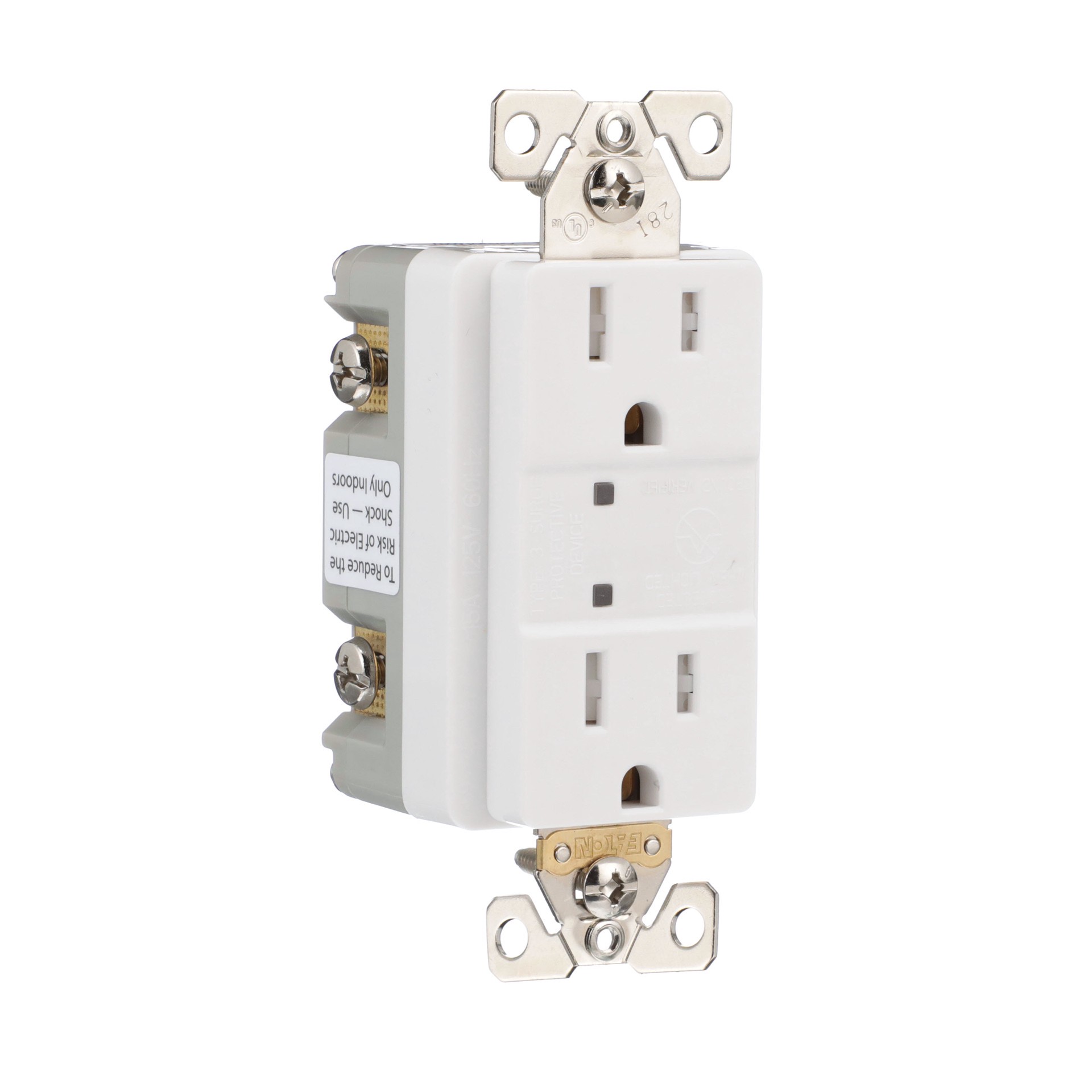 slide 6 of 6, Eaton 15 -Amp 125-volt Tamper Resistant Residential/Commercial Duplex Surge Outlet , White, 1 ct