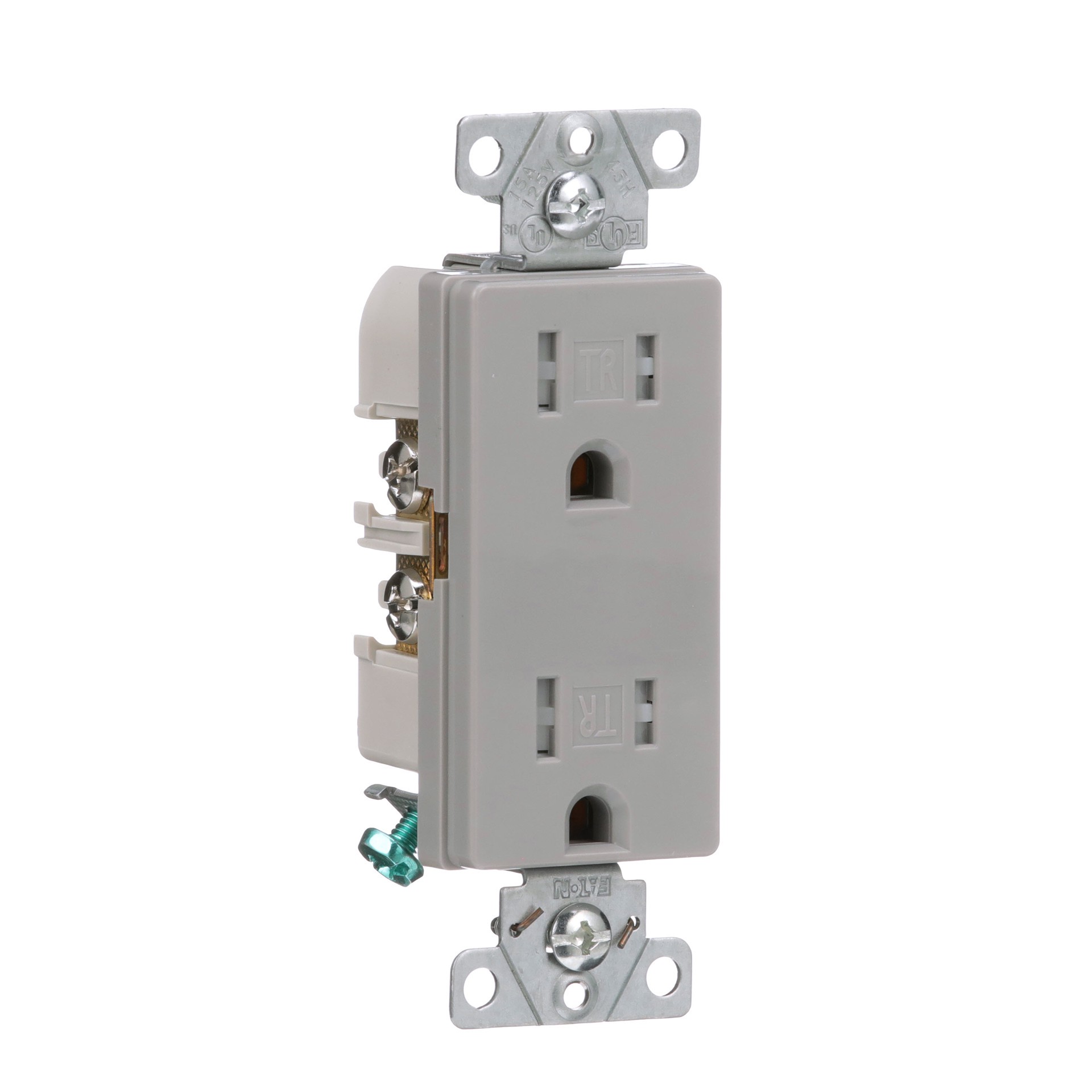 slide 6 of 6, Eaton Arrow Hart 15 -Amp 125-volt Tamper Resistant Residential/Commercial Decorator Outlet , Gray, 1 ct