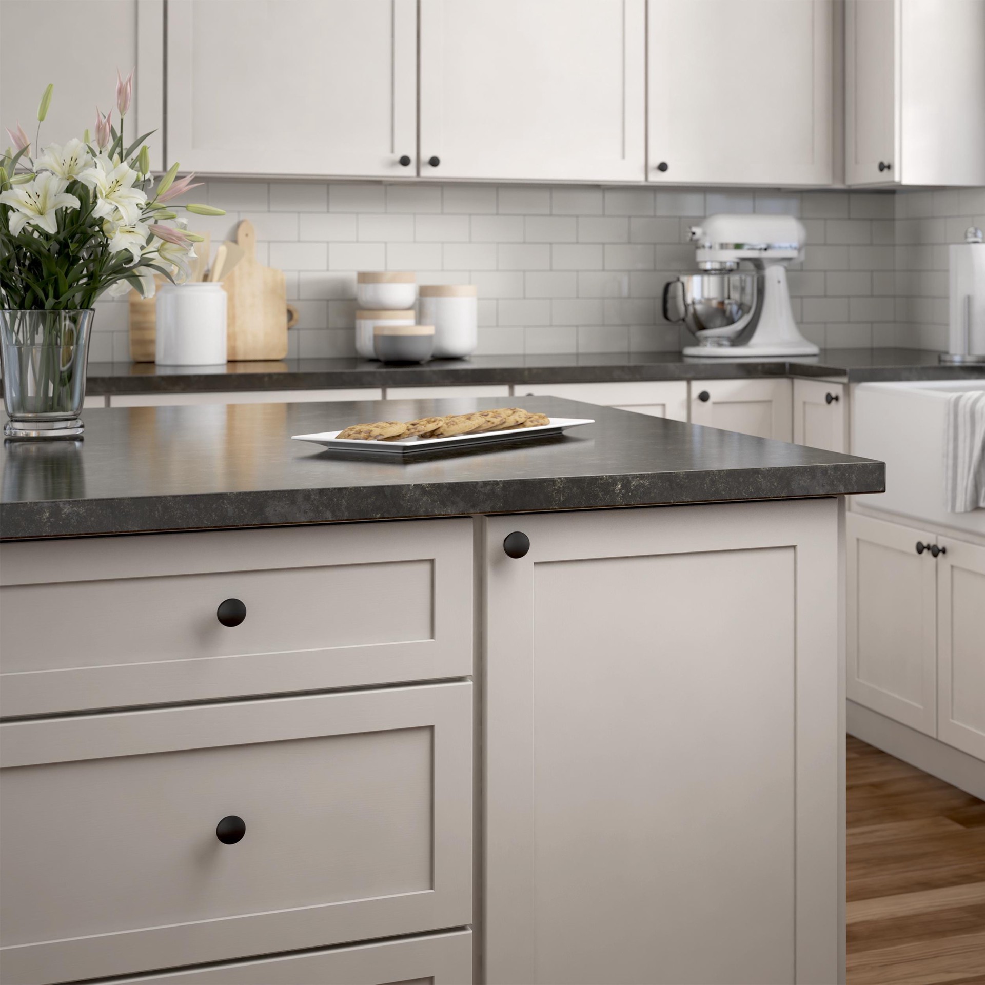 slide 4 of 6, allen + roth Charles 1-3/16-in Matte Black Round Cabinet Knob 10 -Pack, 1 ct