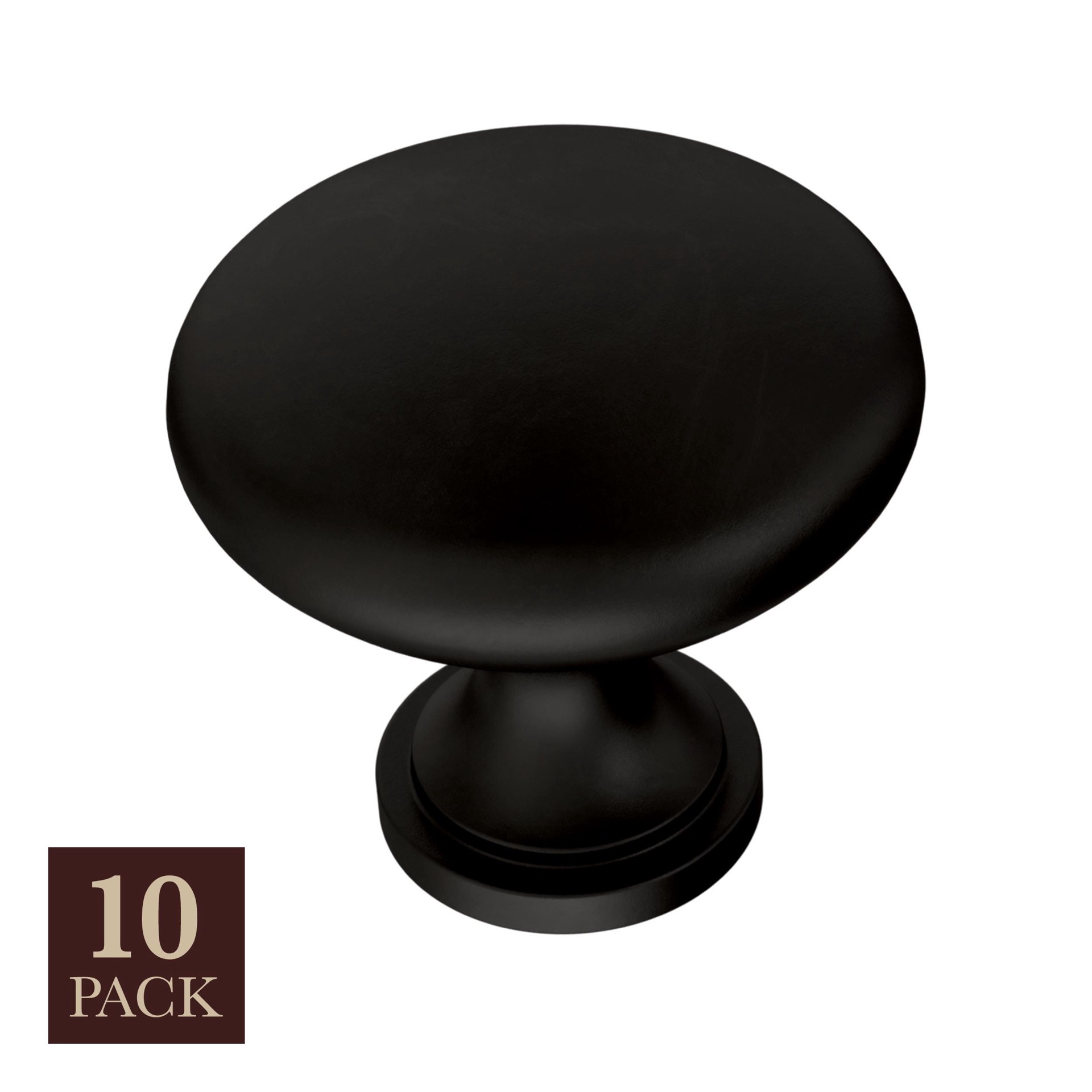 slide 1 of 6, allen + roth Charles 1-3/16-in Matte Black Round Cabinet Knob 10 -Pack, 1 ct