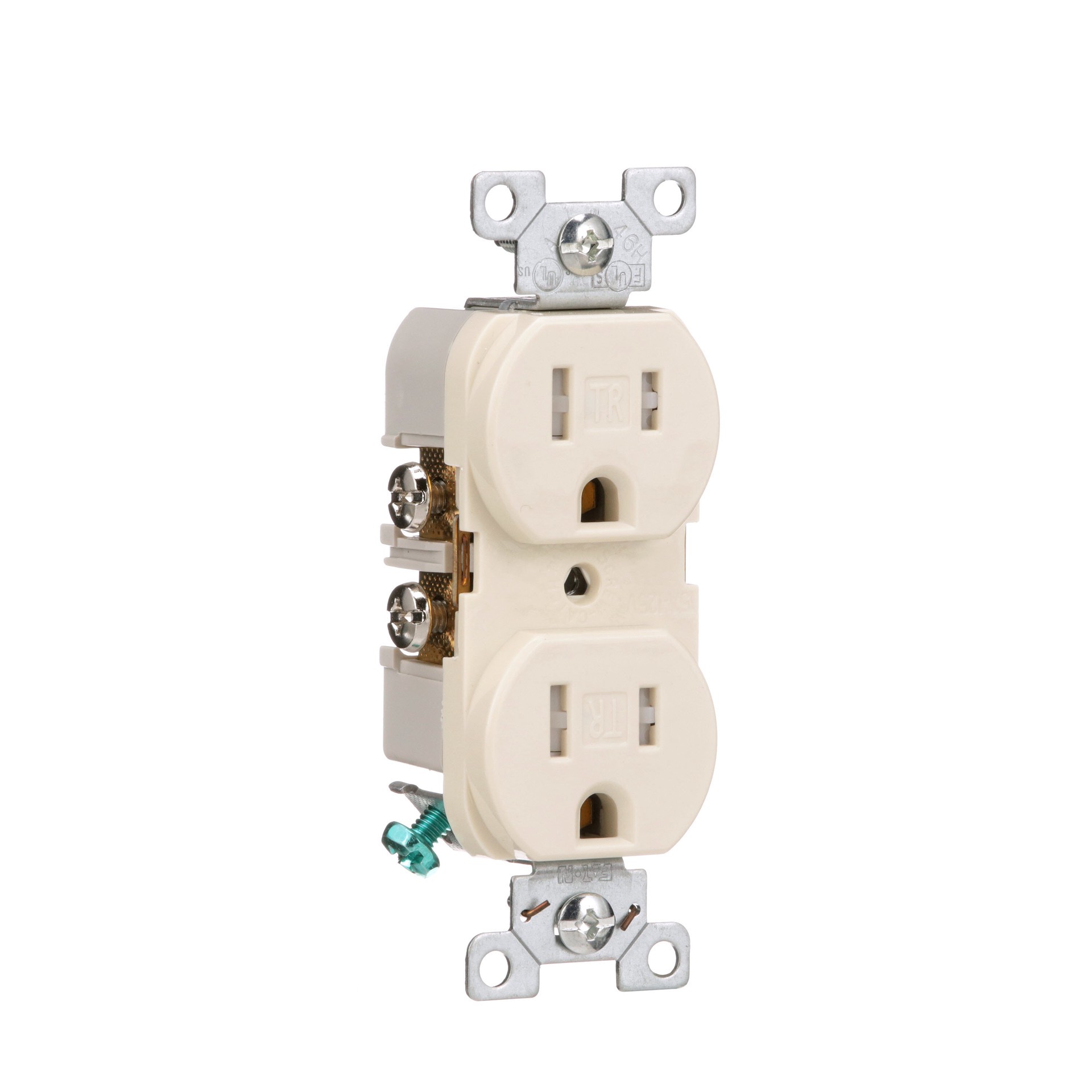 slide 6 of 6, Eaton Arrow Hart 15 -Amp 125-volt Tamper Resistant Residential/Commercial Duplex Outlet , Light almond, 1 ct