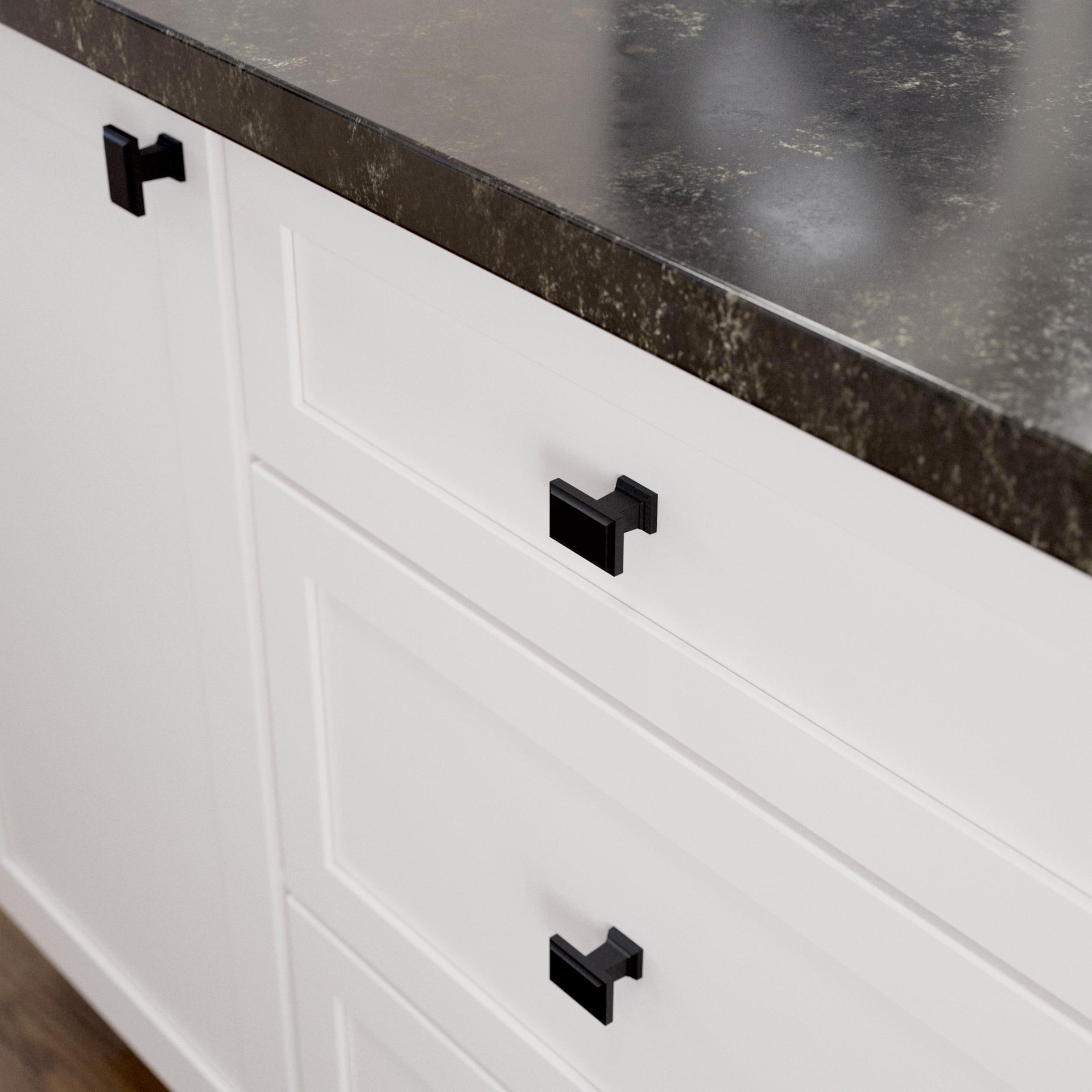 slide 2 of 6, allen + roth Beaumont 1-1/2-in Matte Black Rectangular Cabinet Knob, 1 ct