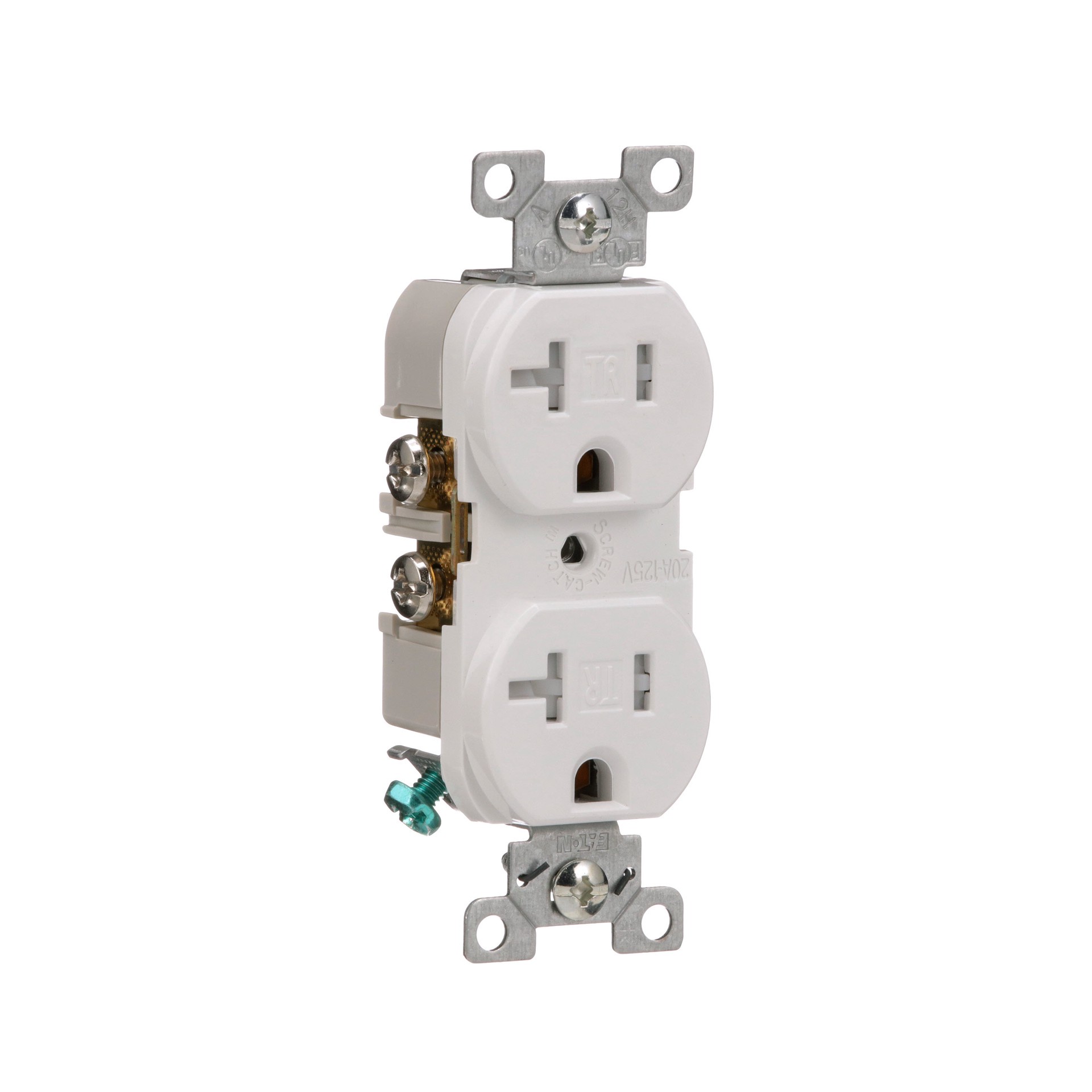 slide 6 of 6, Eaton 20 -Amp 125-volt Tamper Resistant Commercial Duplex Outlet , White, 1 ct