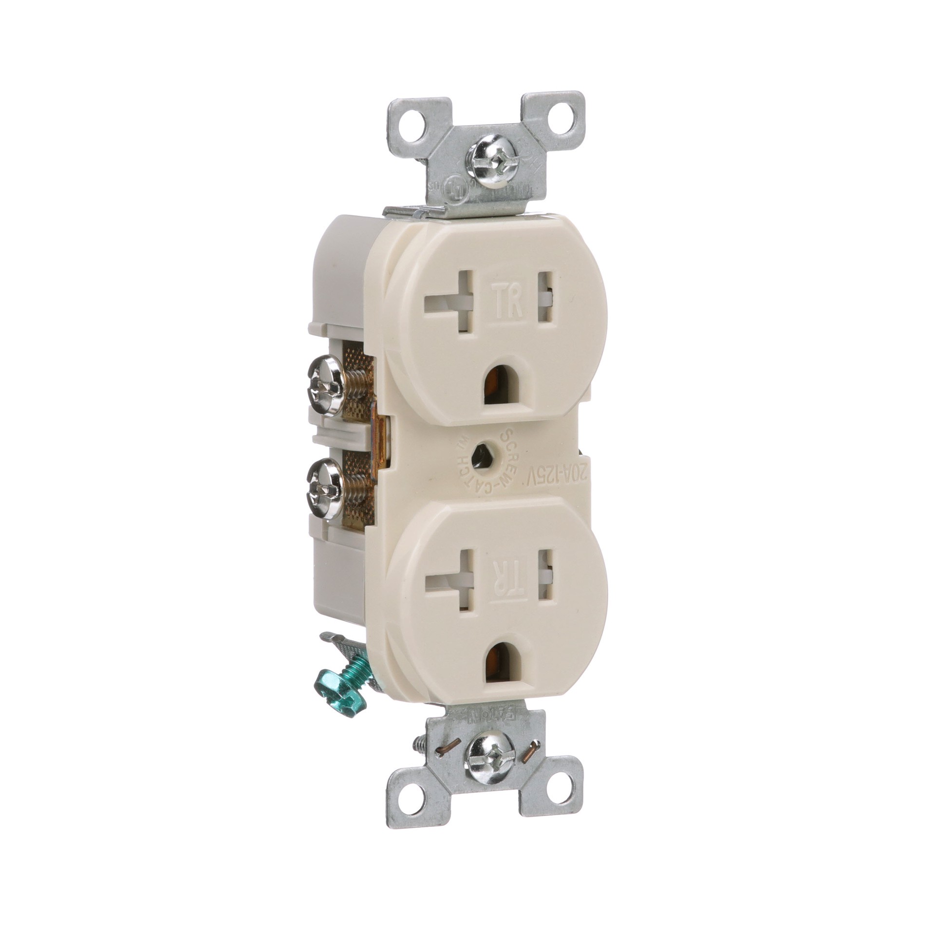 slide 6 of 6, Eaton Arrow Hart 20 -Amp 125-volt Tamper Resistant Residential/Commercial Duplex Outlet , Light almond, 1 ct