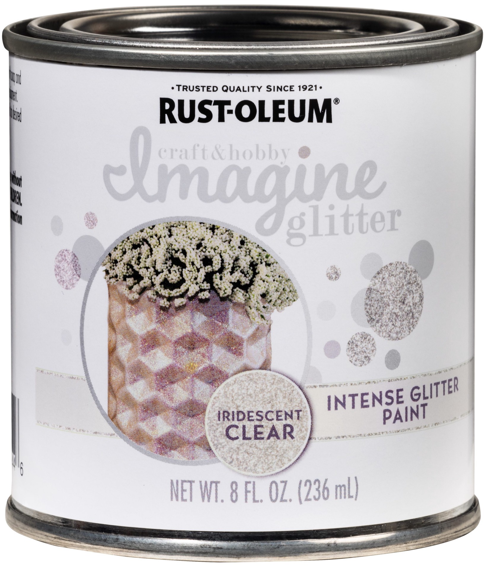 slide 2 of 6, Rust-Oleum Imagine Acrylic Pre-tinted Low Odor Iridescent Clear Glitter Paint (Half-pint), 1 ct
