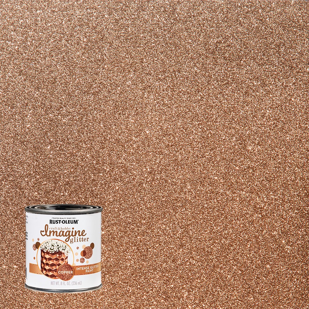 slide 1 of 6, Rust-Oleum Imagine Acrylic Pre-tinted Low Odor Copper Glitter Paint (Half-pint), 1 ct