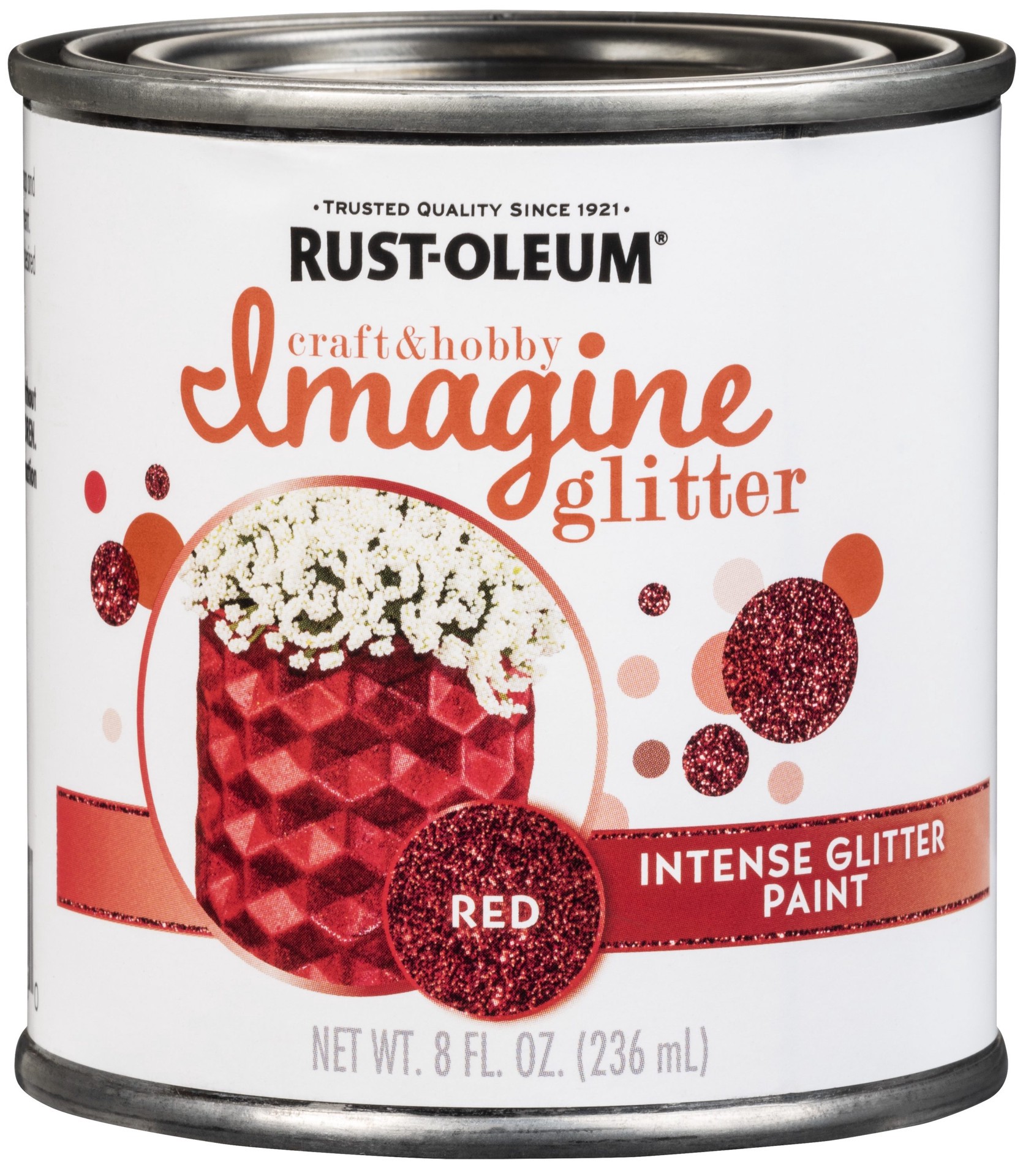 slide 2 of 6, Rust-Oleum Imagine Acrylic Pre-tinted Low Odor Red Glitter Paint (Half-pint), 1 ct