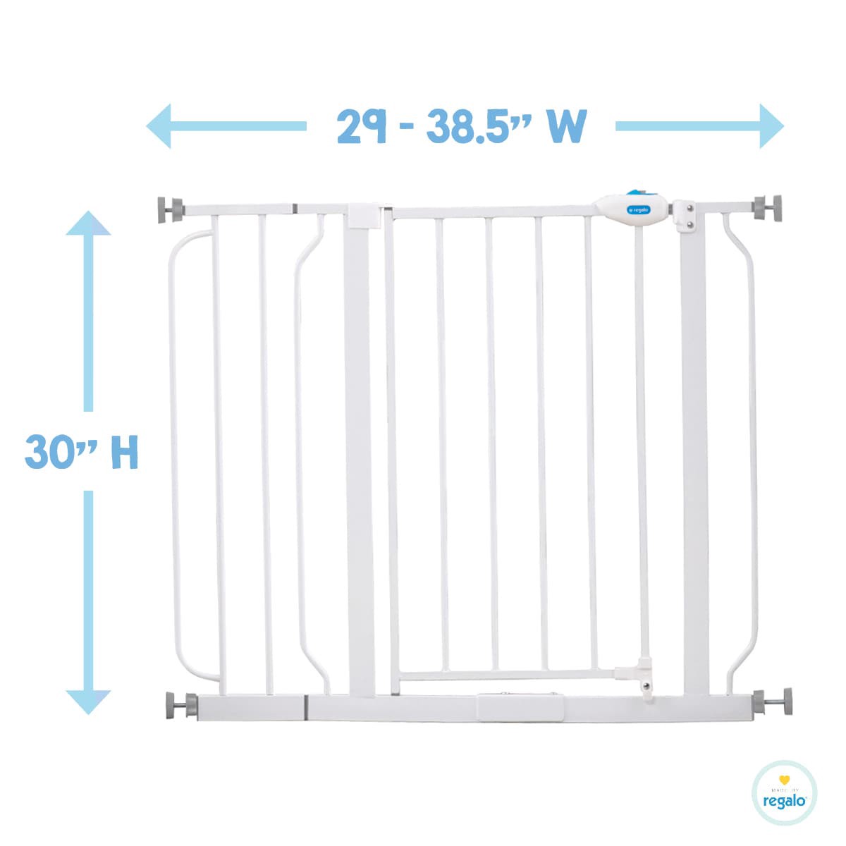 slide 2 of 4, Regalo Extra Wide Safety Gate 38.5-in x 30-in Pressure/Hardware Mounted White Metal Safety Gate, 1 ct