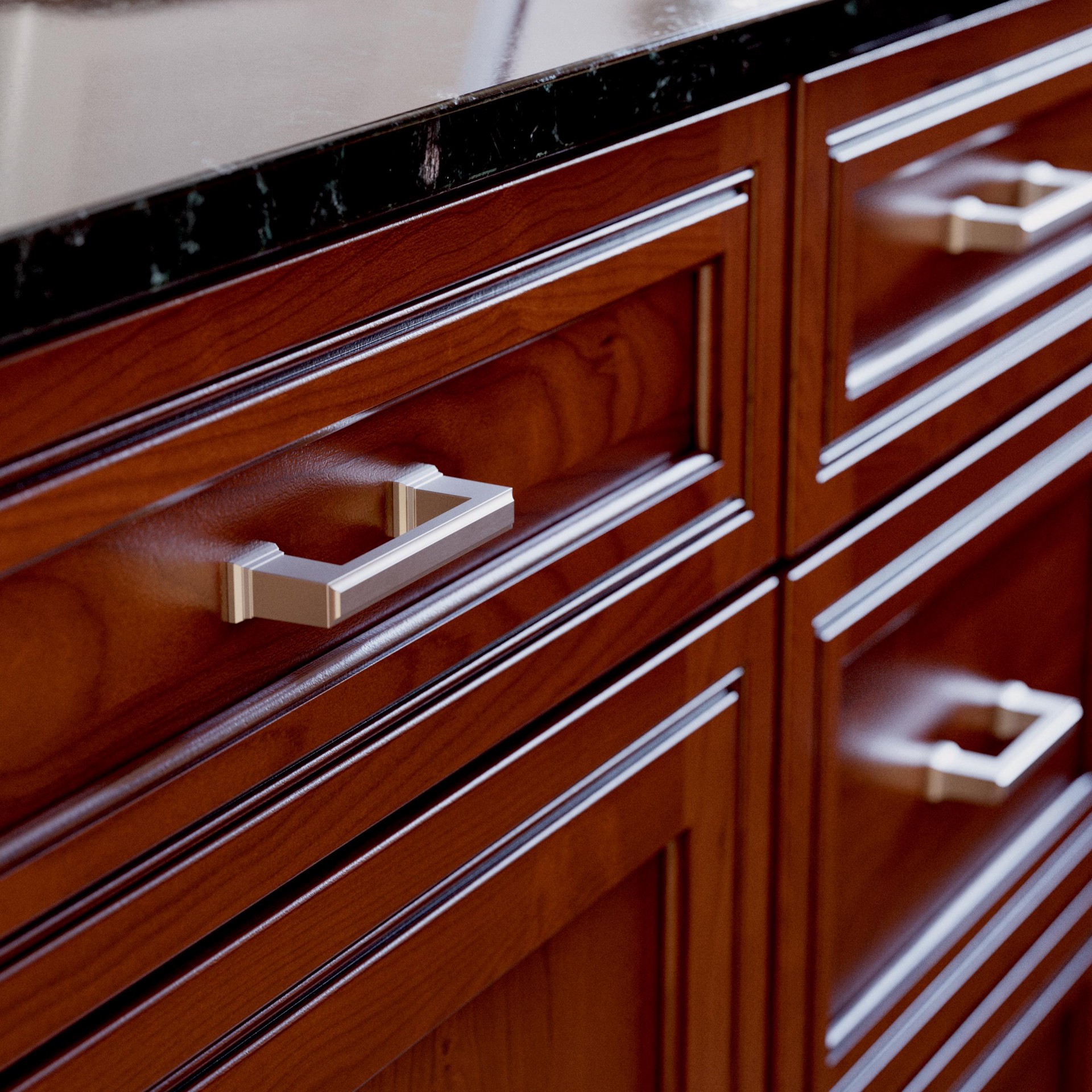 slide 2 of 6, allen + roth Beaumont 3-in or 3-3/4-in , 76mm or 96mm Center to Center Satin Nickel Dual Mount Rectangular Bar Drawer Pull, 1 ct