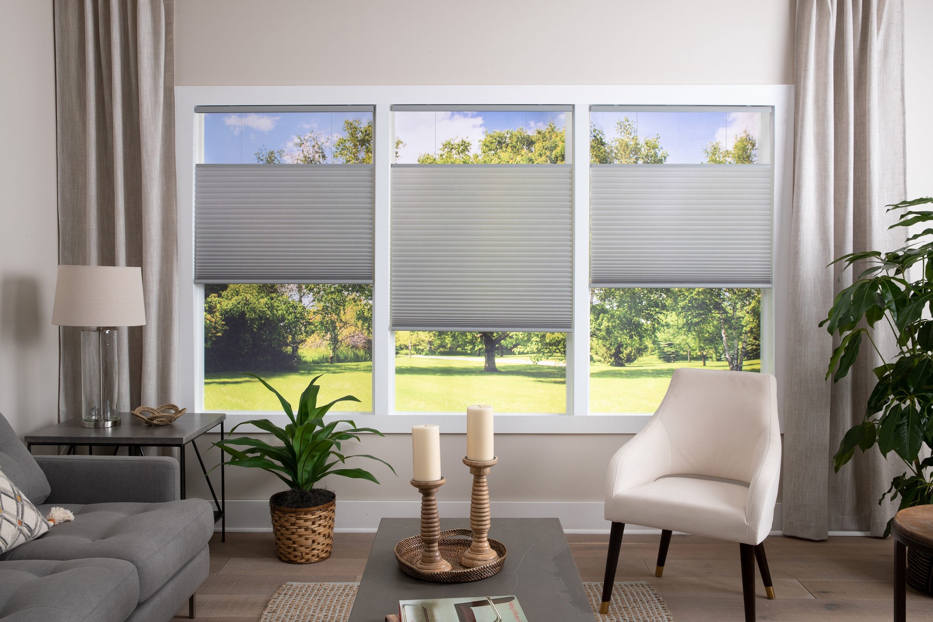 slide 6 of 6, allen + roth 52-in x 72-in Gray Light Filtering Cordless Top-Down/Bottom-Up Cellular Shade, 1 ct